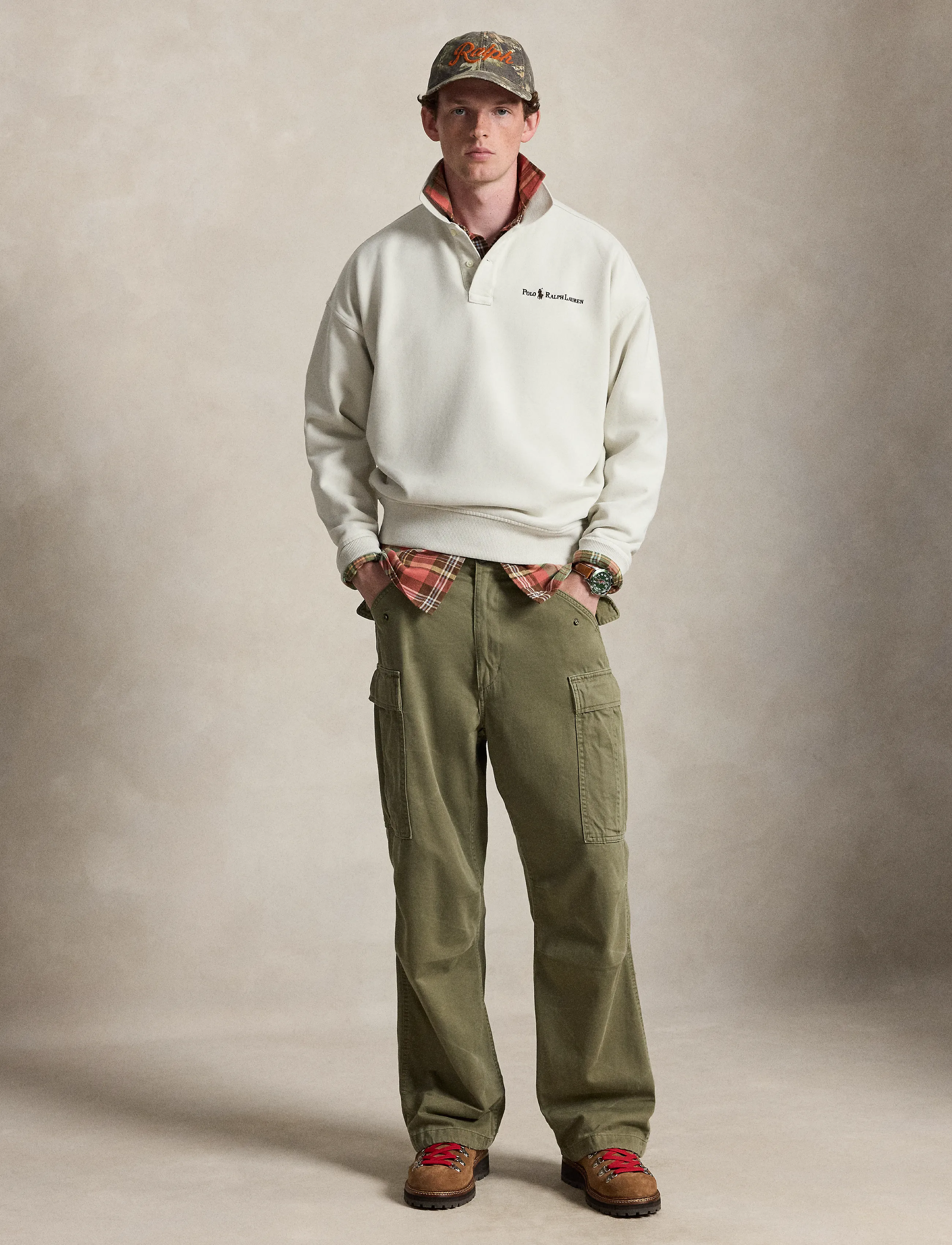 Polo Ralph Lauren - Relaxed Fit Logo Collared Sweatshirt - sweatshirts - stone pebble - 4