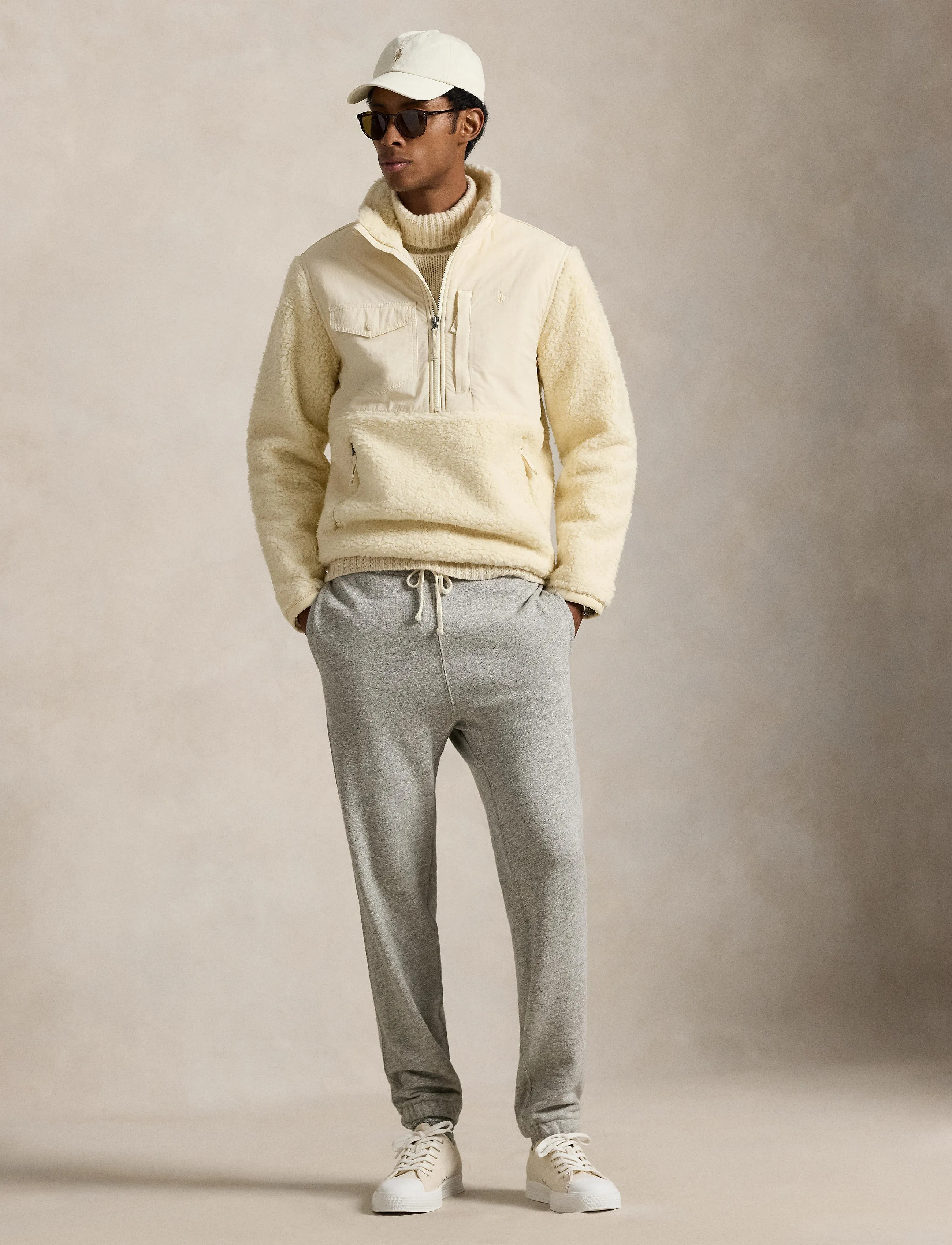 Polo Ralph Lauren Hybrid Half-Zip Pullover, XXL, Cream, Sweatshirts & Hoodies > Fleeces, Herre