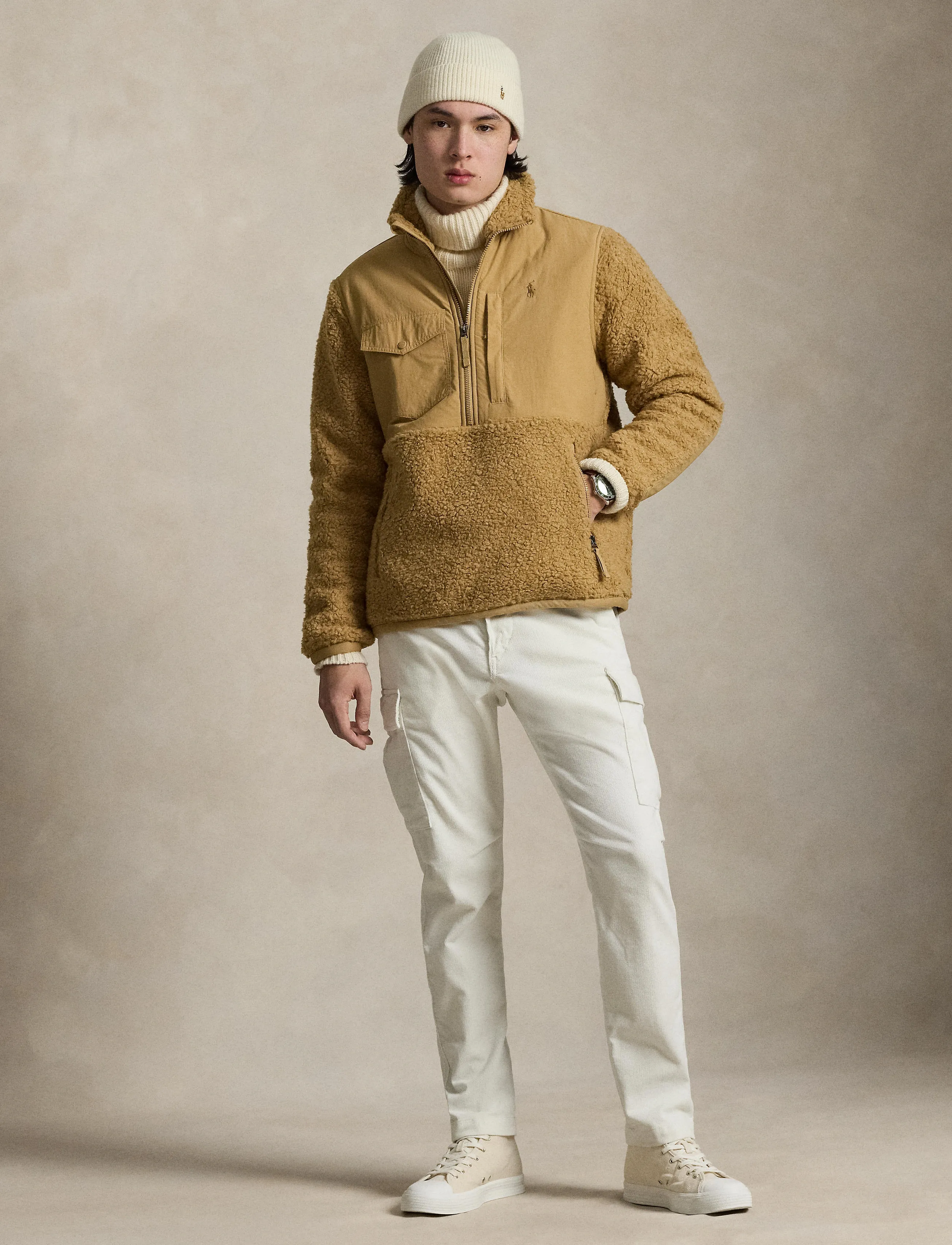 Polo Ralph Lauren Hybrid Half-Zip Pullover - Fatnaður - CLASSIC CAMEL / beige