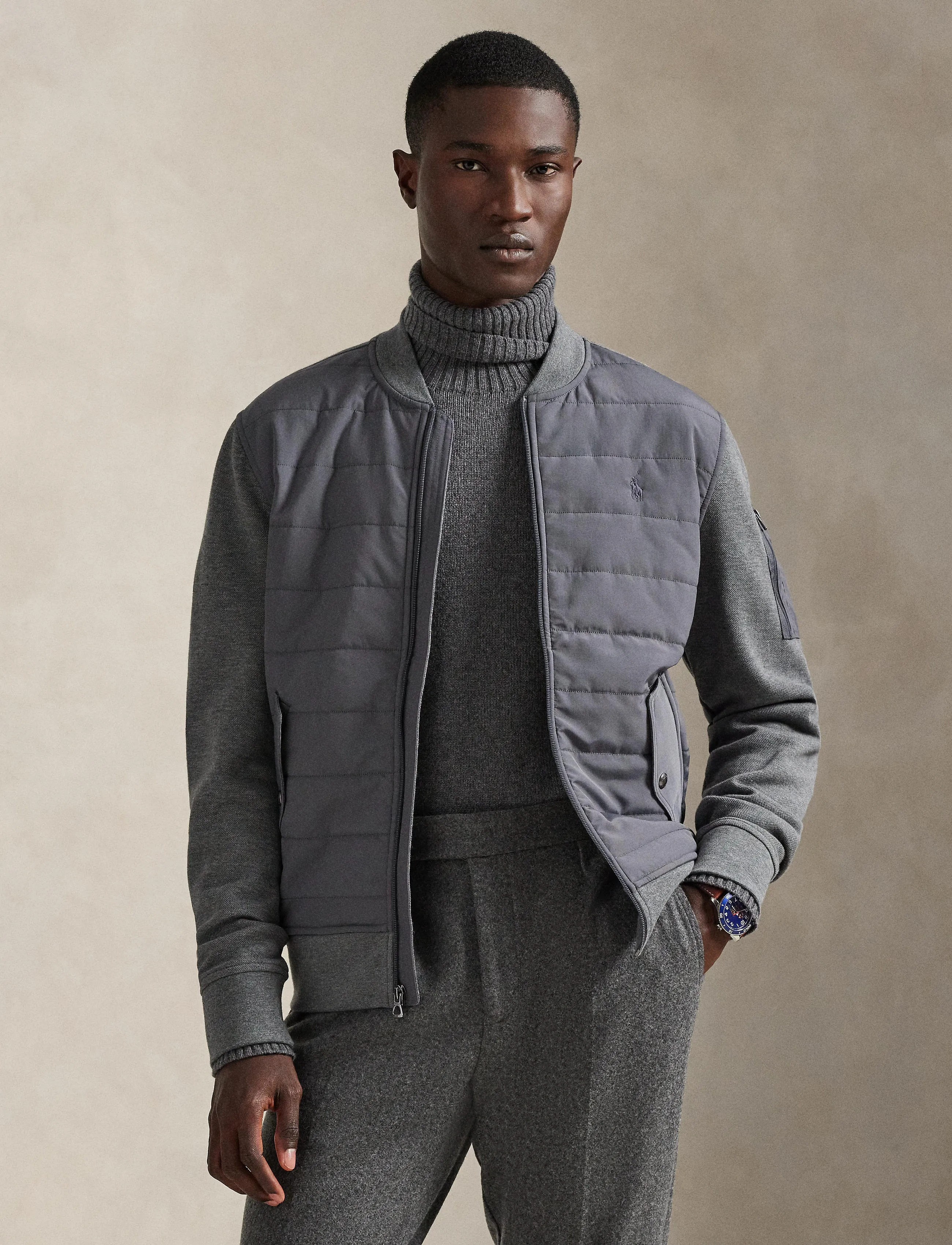 Polo Ralph Lauren Hybrid Bomber Jacket - Preppy - FORTRESS GREY HEA / grey