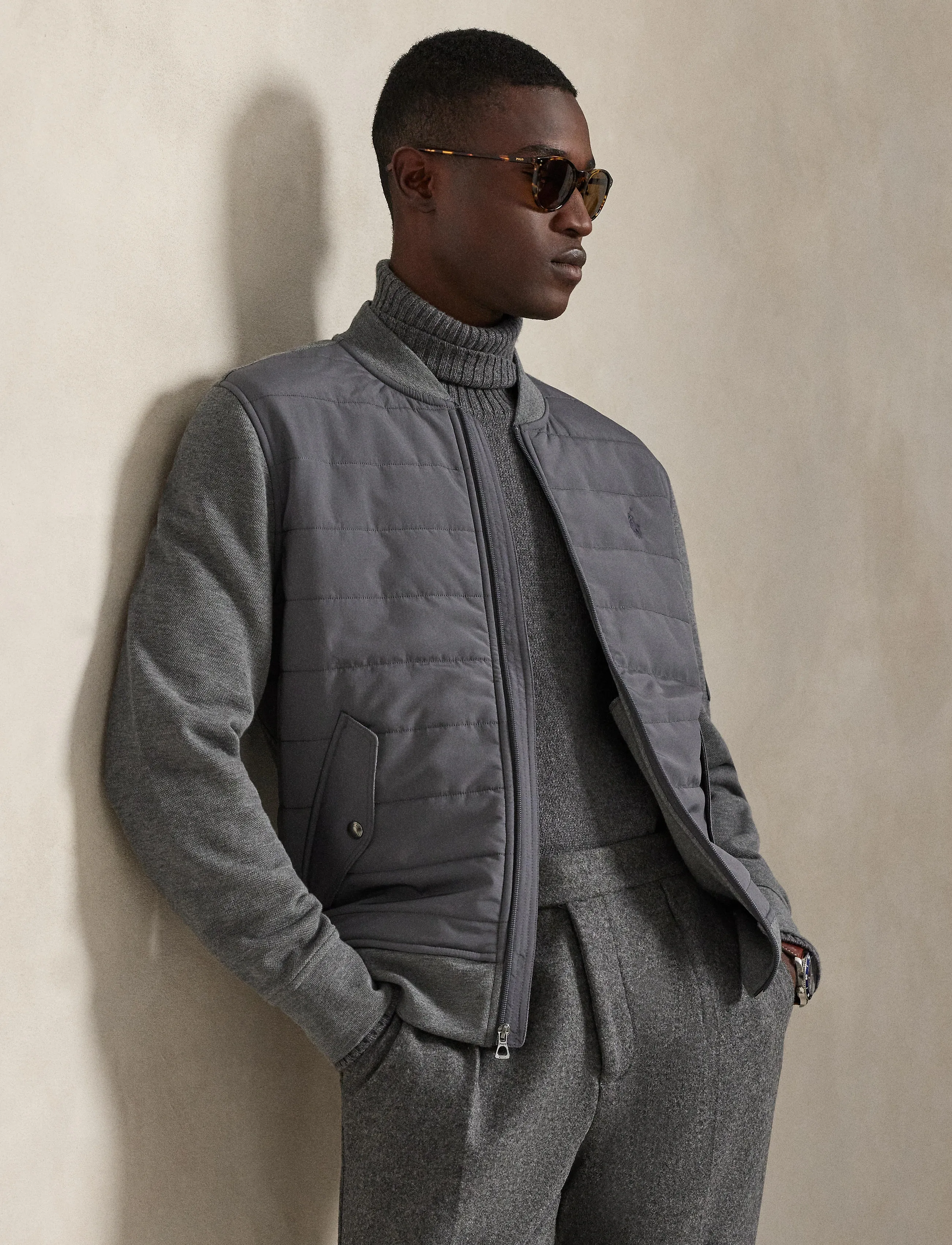 Polo Ralph Lauren Hybrid Bomber Jacket - Riided - FORTRESS GREY HEA / grey