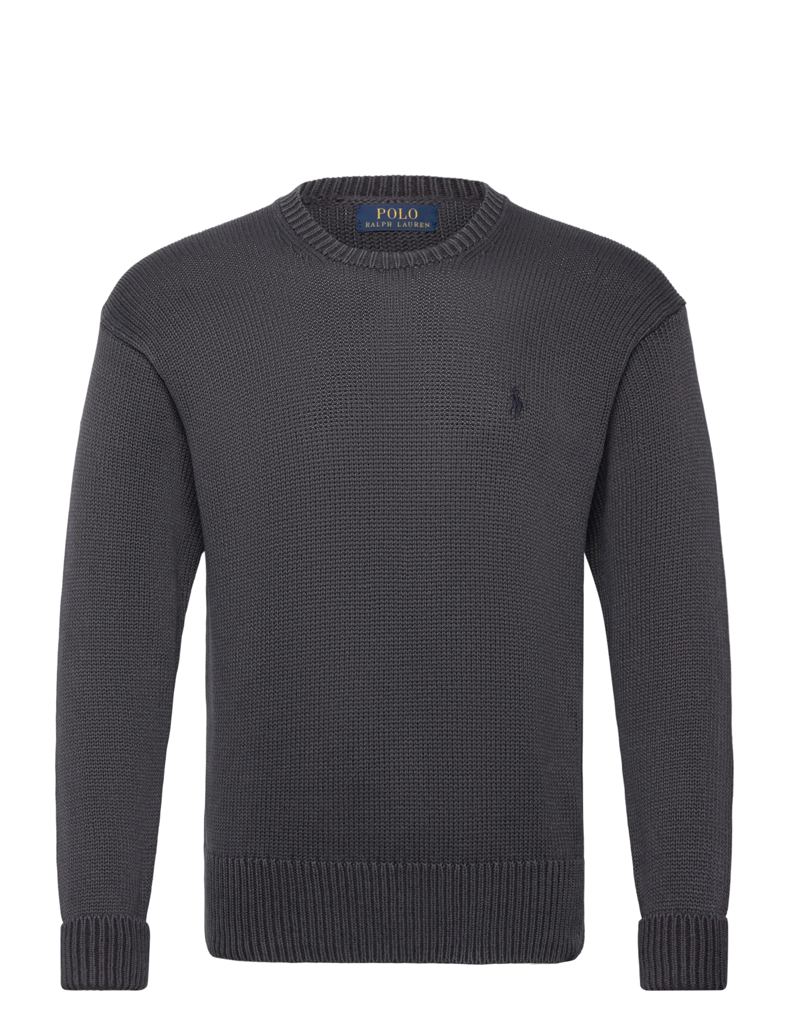 Garment-Dyed Cotton Sweater - POLO BLACK