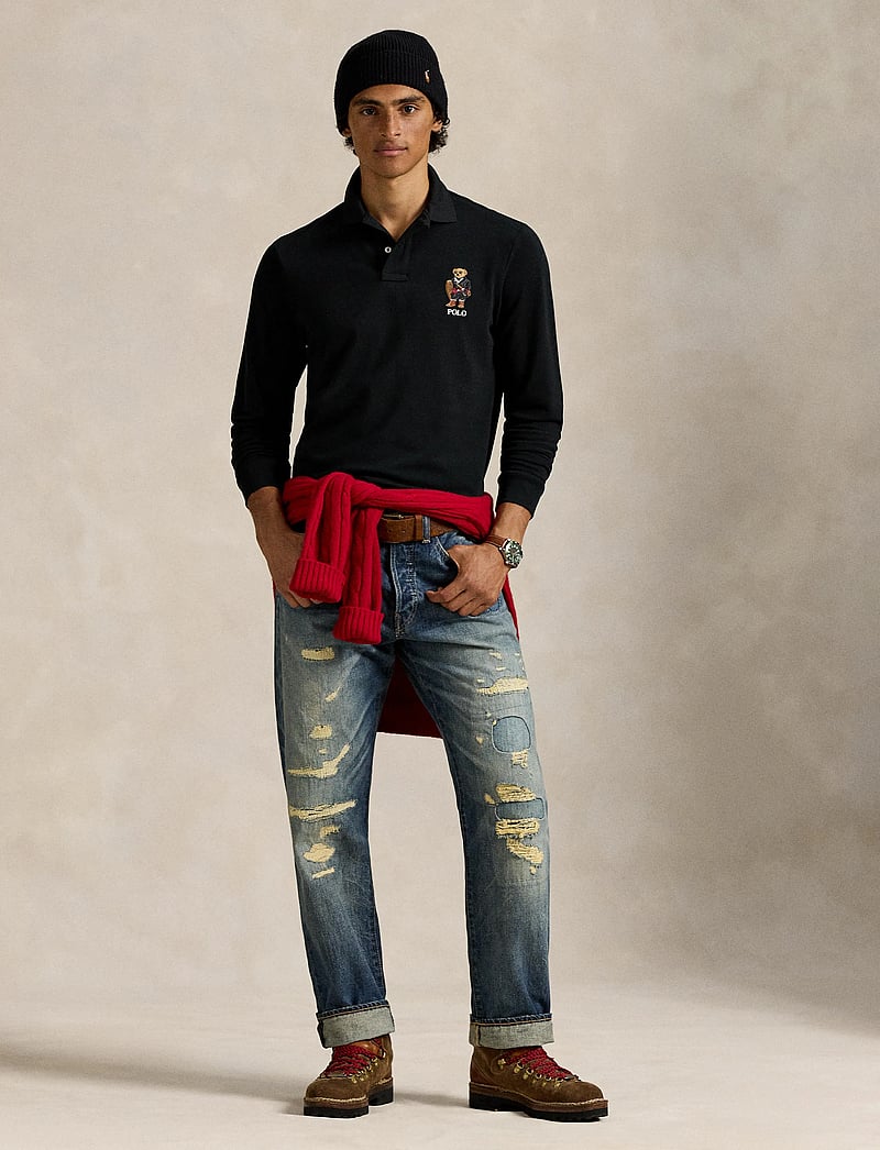 Polo Ralph Lauren - Classic Fit Polo Bear Mesh Polo Shirt - langærmede poloer - fa25 polo black h - 0