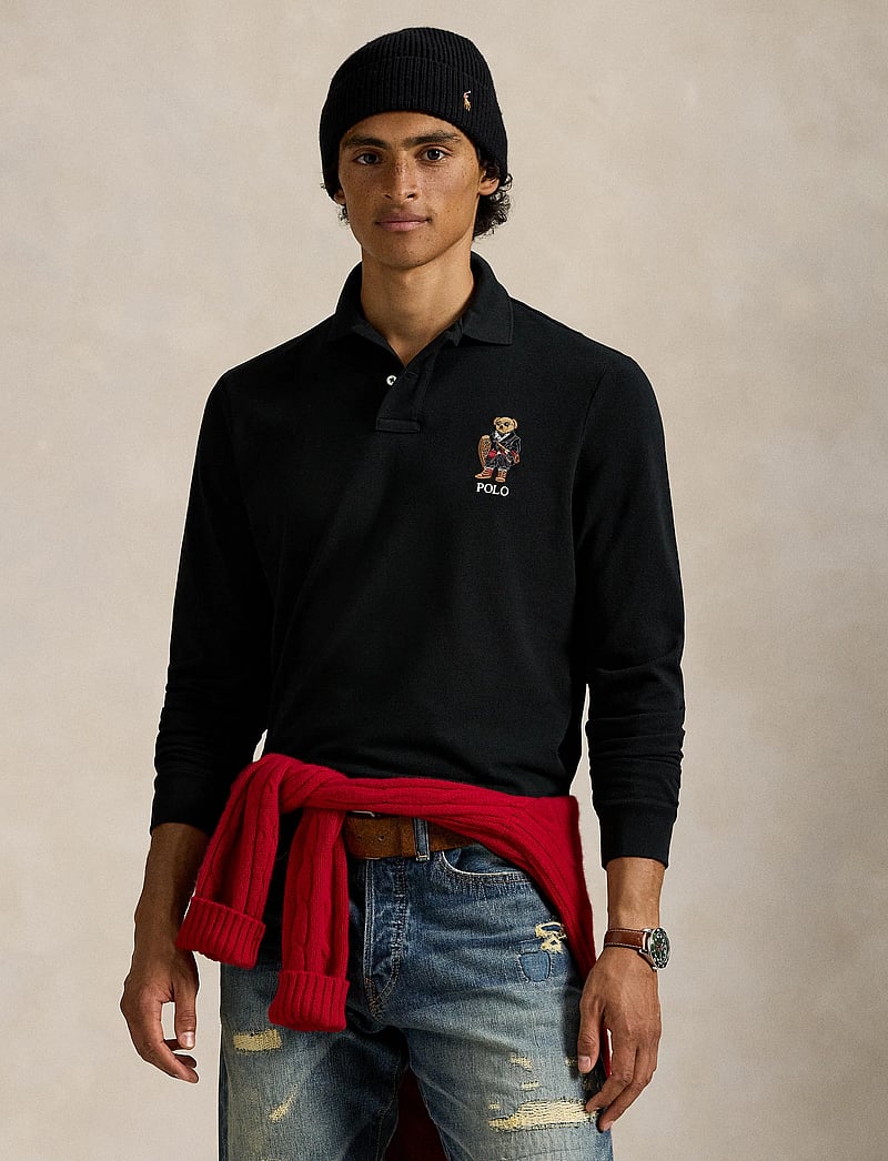 Polo Ralph Lauren - Classic Fit Polo Bear Mesh Polo Shirt - langærmede poloer - fa25 polo black h - 3