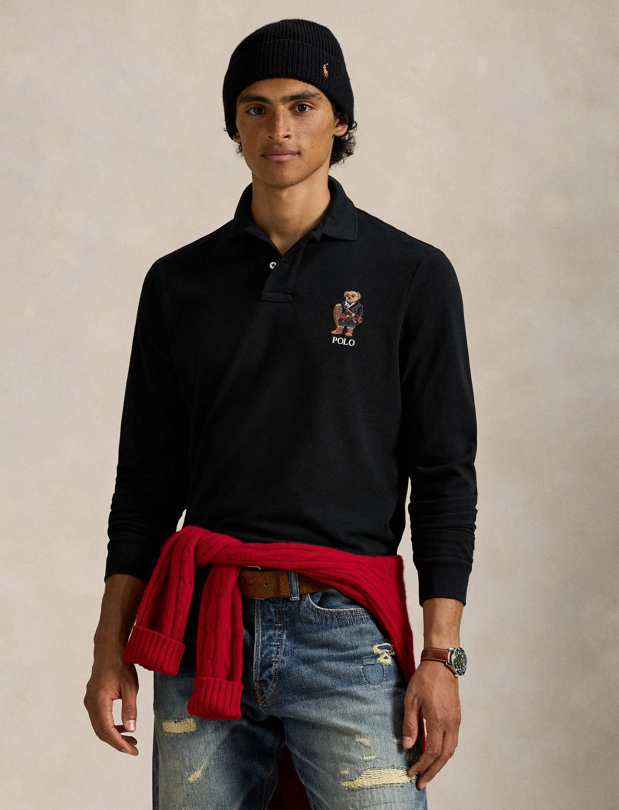 Polo Ralph Lauren - Classic Fit Polo Bear Mesh Polo Shirt - fa25 polo black h - 3