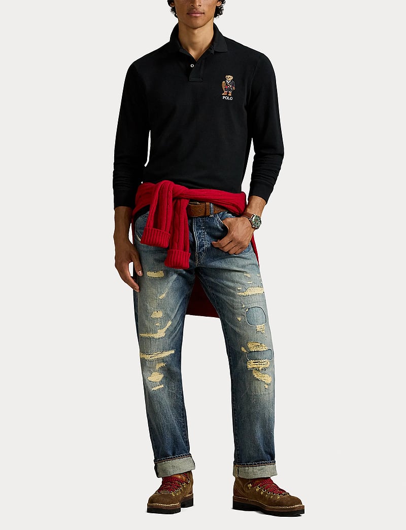 Polo Ralph Lauren - Classic Fit Polo Bear Mesh Polo Shirt - langærmede poloer - fa25 polo black h - 4