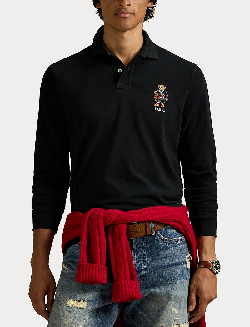 Polo Ralph Lauren - Classic Fit Polo Bear Mesh Polo Shirt - langærmede poloer - fa25 polo black h - 5