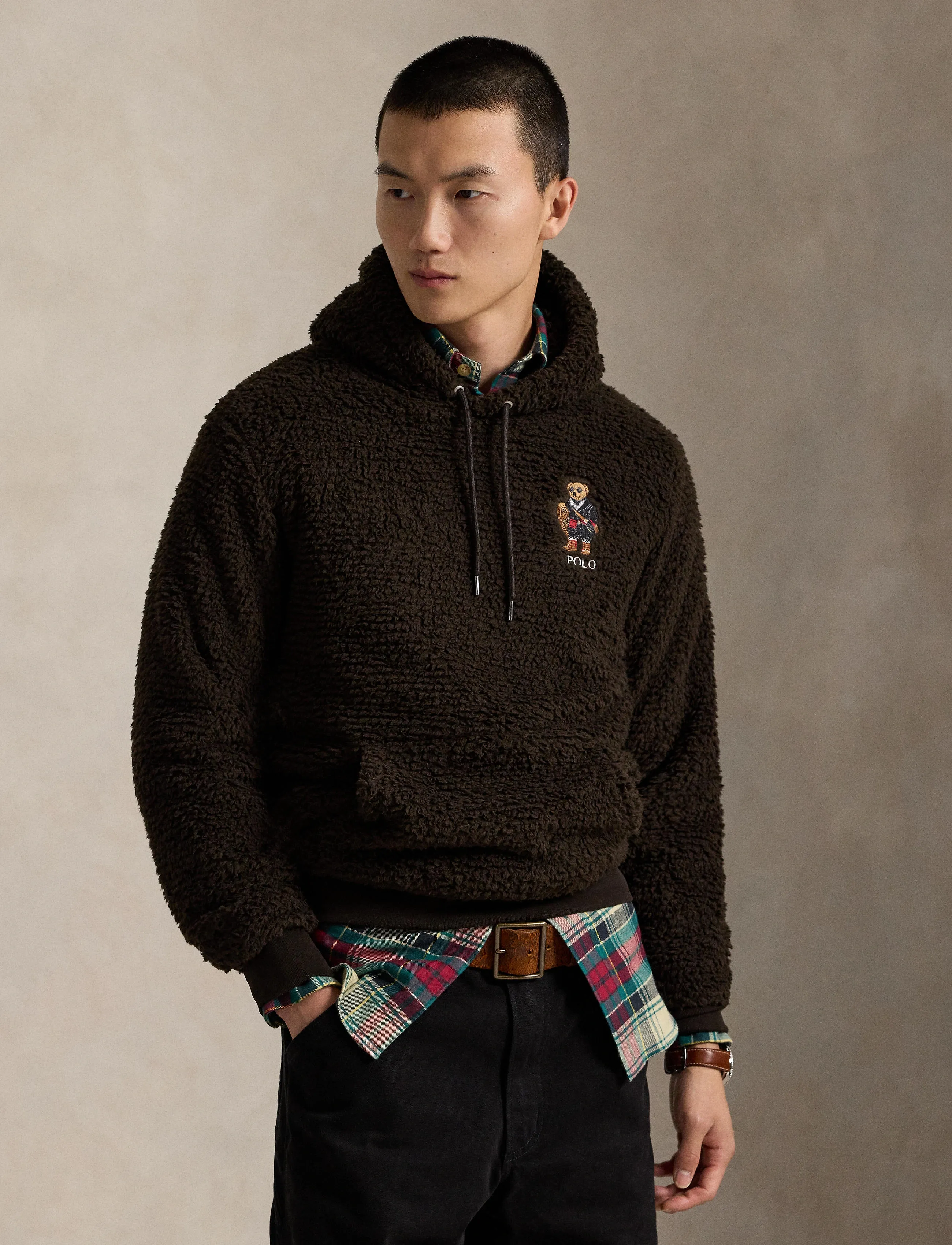 Polo Ralph Lauren - Polo Bear Pile Fleece Hoodie - fa25 antq brown h - 3