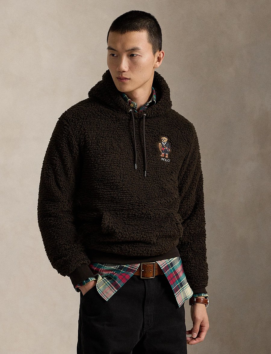 Polo Ralph Lauren - Polo Bear Pile Fleece Hoodie - fa25 antq brown h - 3