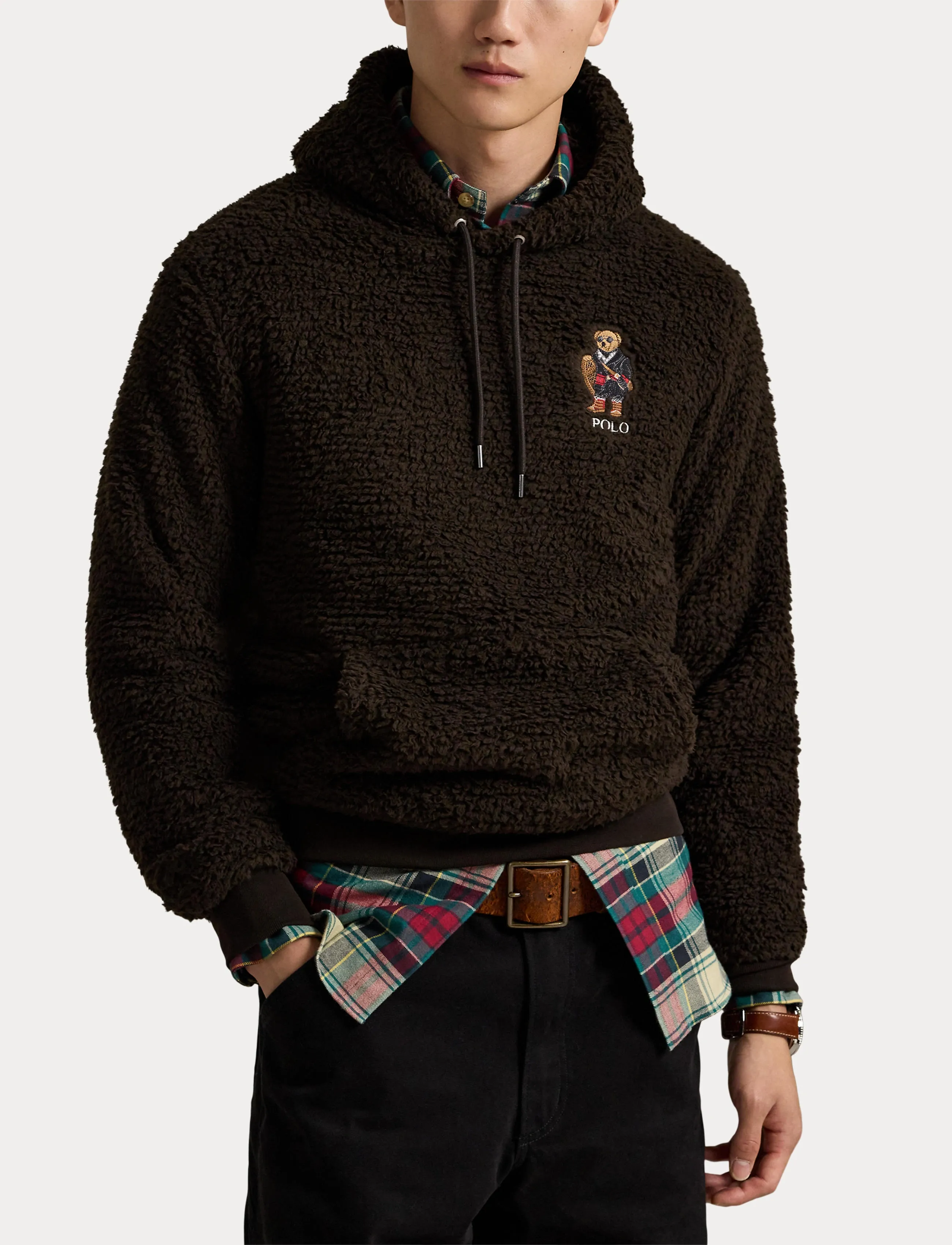 Polo Ralph Lauren - Polo Bear Pile Fleece Hoodie - fa25 antq brown h - 5
