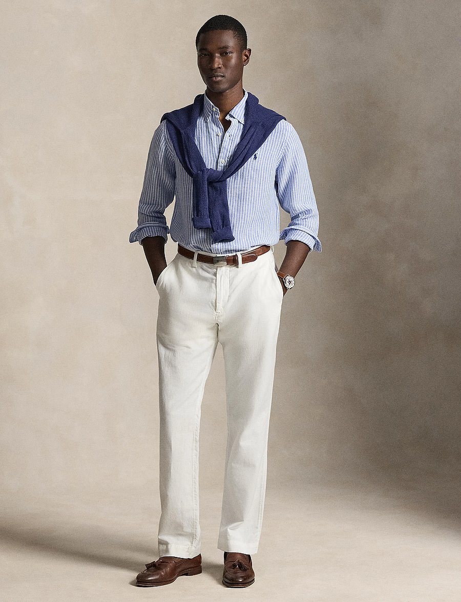 Polo Ralph Lauren - Custom Fit Striped Linen Shirt - randiga skjortor - 5137a blue/white - 0