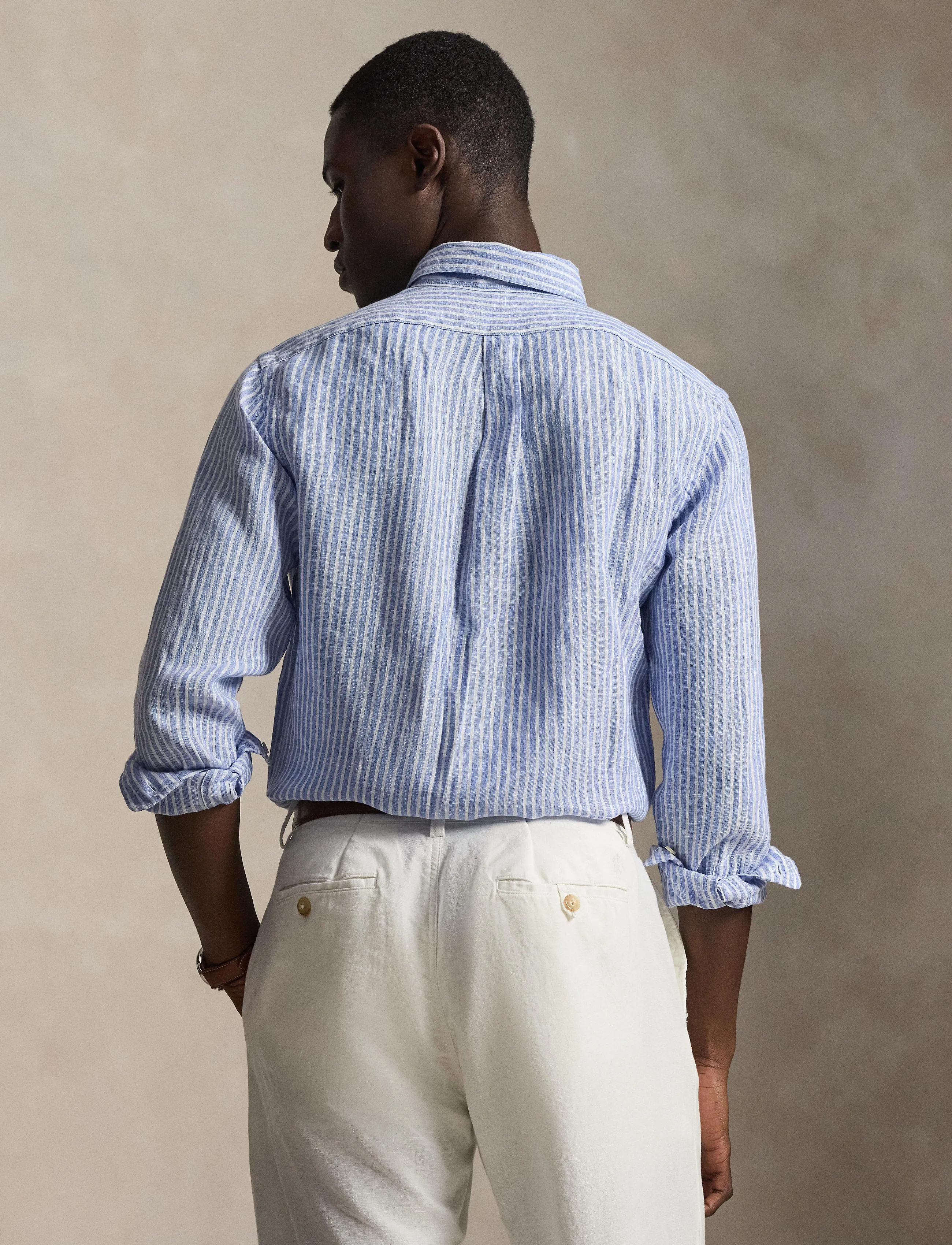 Polo Ralph Lauren - Custom Fit Striped Linen Shirt - striped shirts - 5137a blue/white - 5