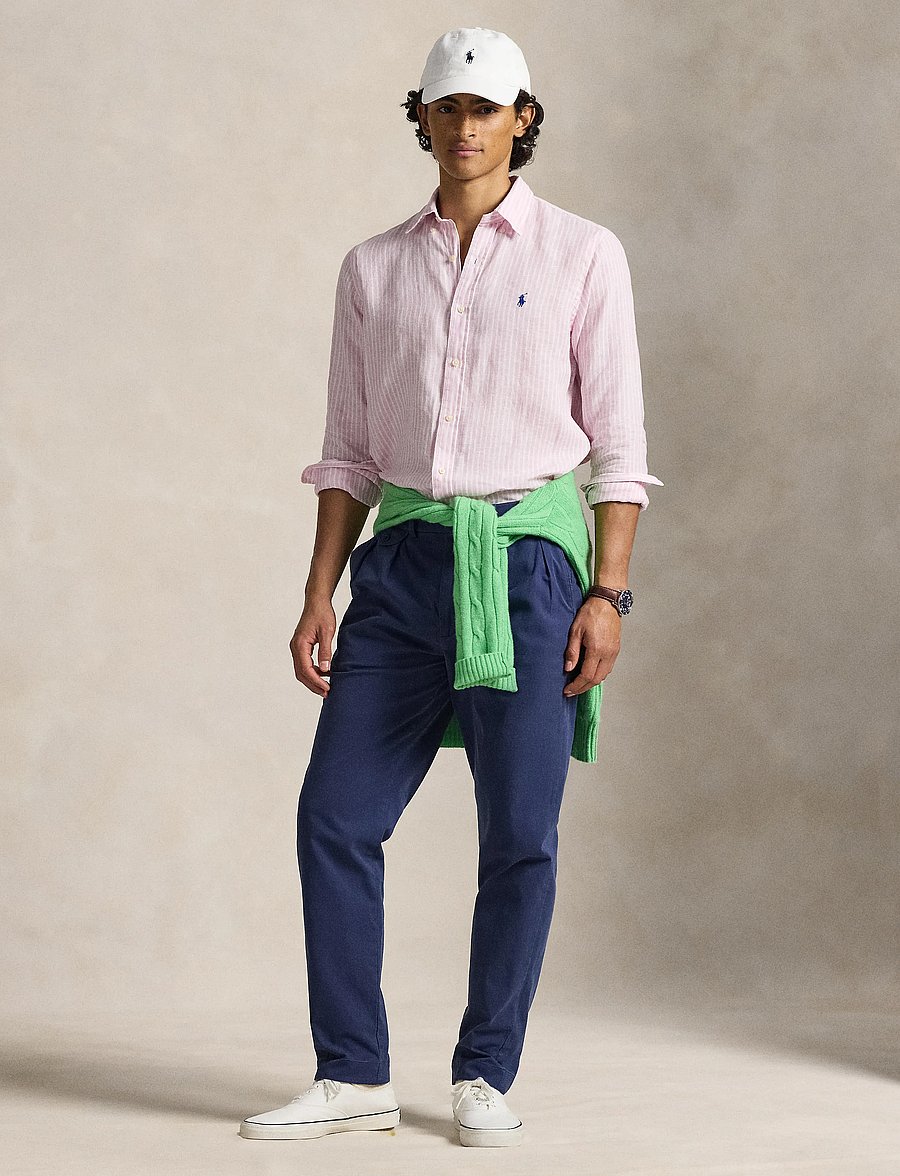 Polo Ralph Lauren - Custom Fit Striped Linen Shirt - triibulised särgid - 5137b pink white - 0