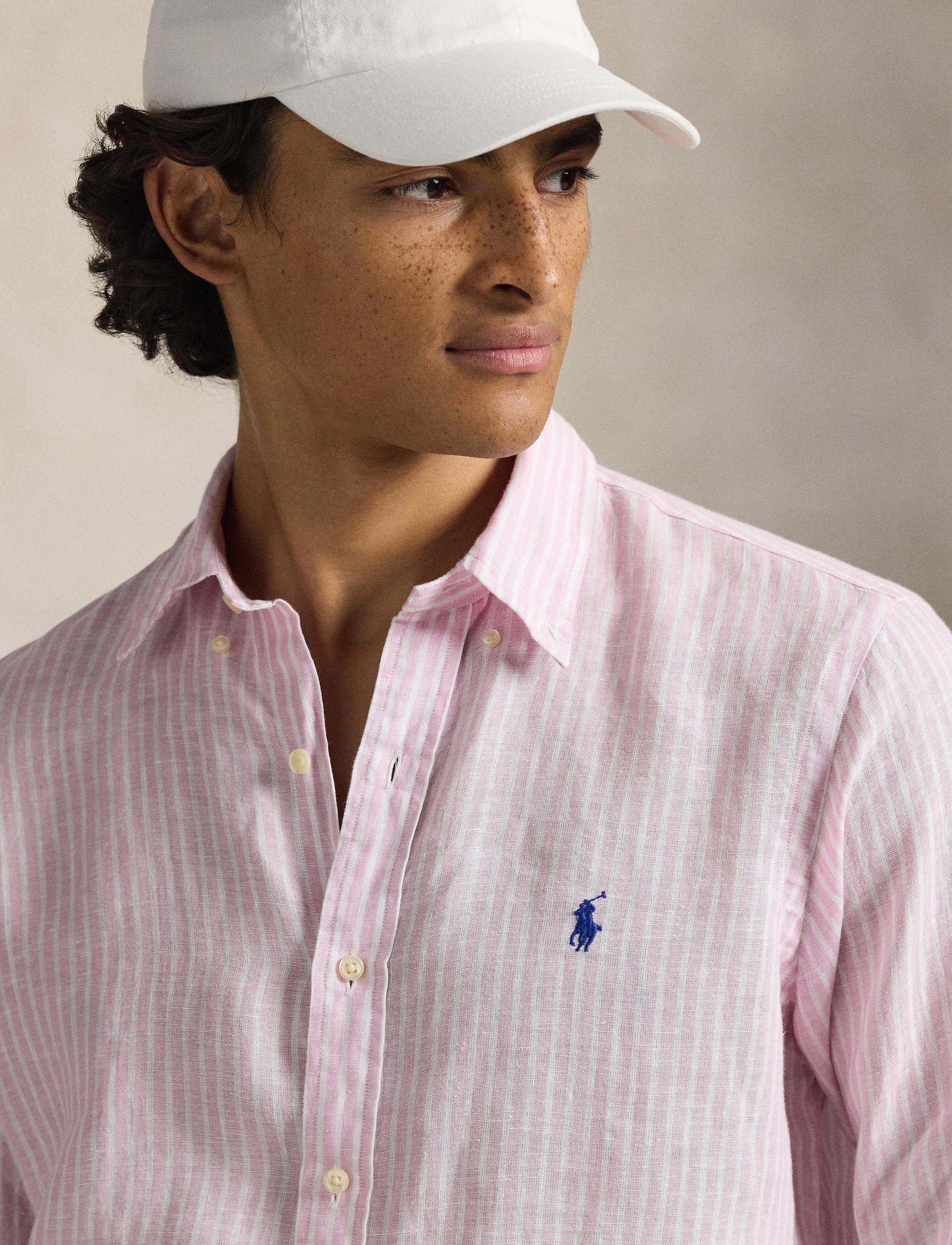 Polo Ralph Lauren - Custom Fit Striped Linen Shirt - striped shirts - 5137b pink white - 4