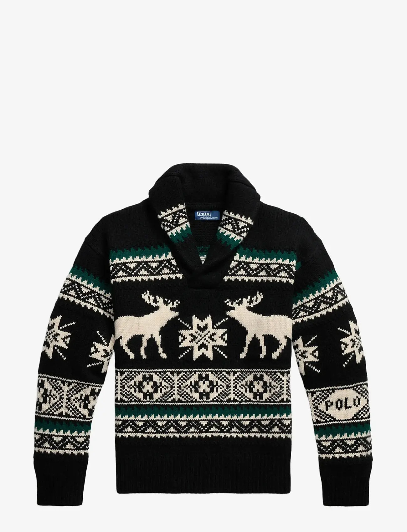 Polo Ralph Lauren - Wool-Blend Elk-Graphic Sweater - v-ausschnitt - black combo - 0