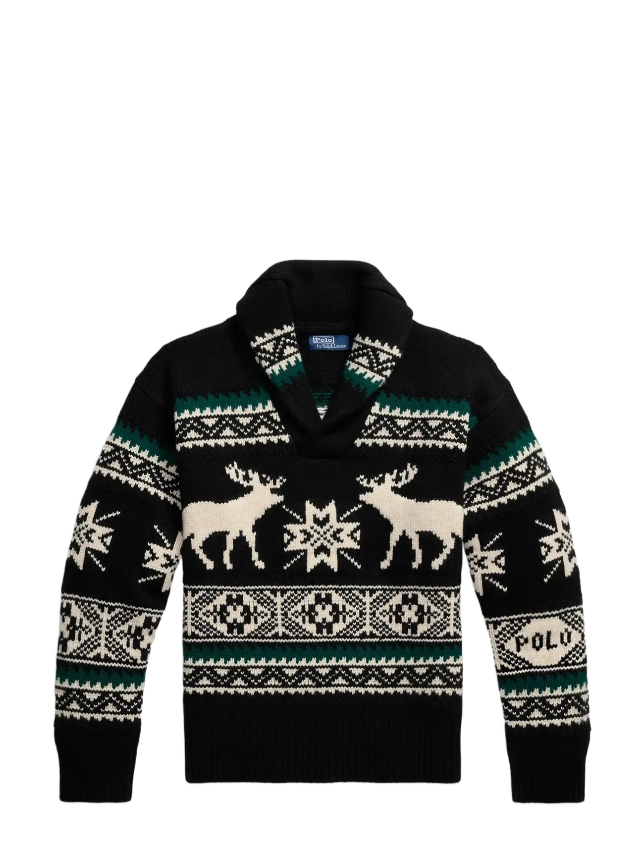 Polo Ralph Lauren Wool-Blend Elk-Graphic Sweater - V-hals - BLACK COMBO / black