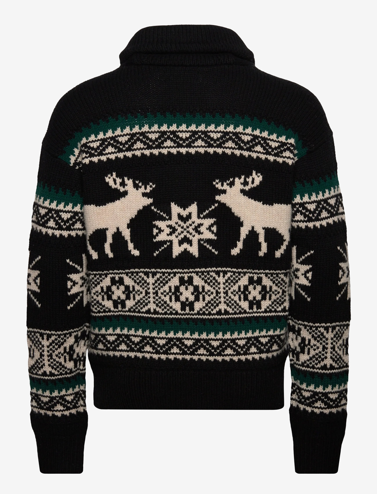 Polo Ralph Lauren - Wool-Blend Elk-Graphic Sweater - v-ausschnitt - black combo - 1