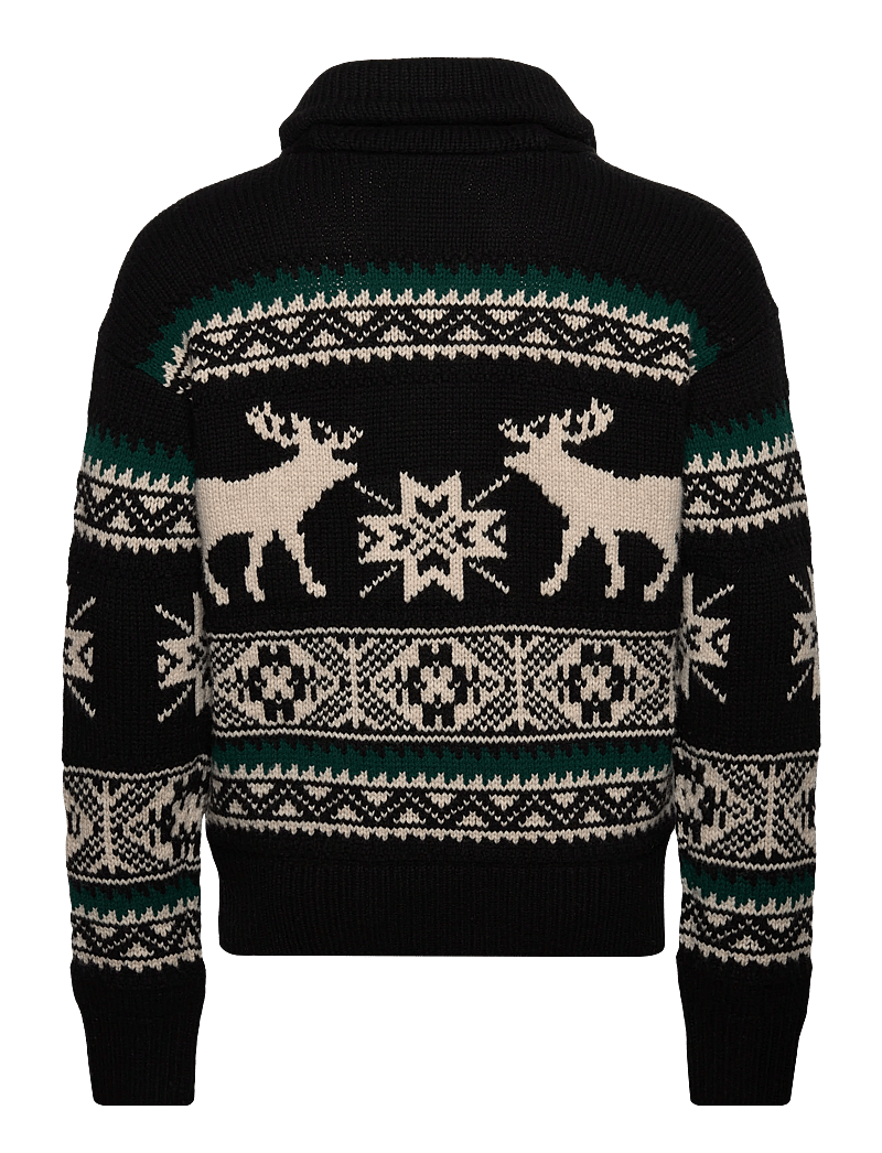 Polo Ralph Lauren - Wool-Blend Elk-Graphic Sweater - v-ausschnitt - black combo - 1