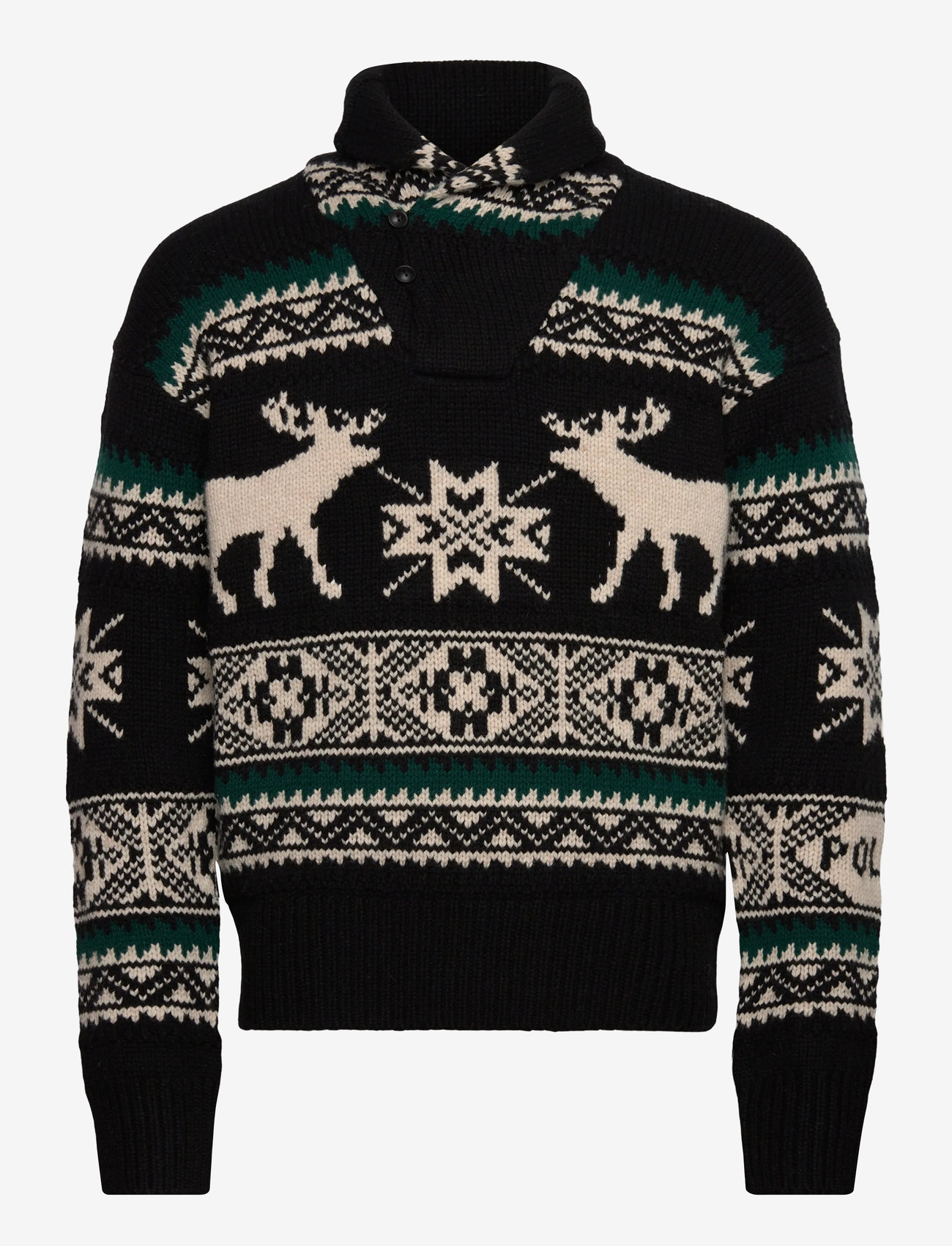 Polo Ralph Lauren - Wool-Blend Elk-Graphic Sweater - v-ausschnitt - black combo - 2