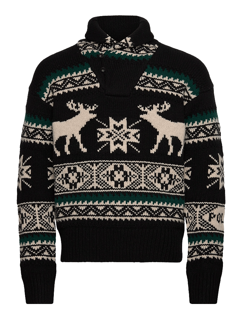 Polo Ralph Lauren - Wool-Blend Elk-Graphic Sweater - v-ausschnitt - black combo - 2