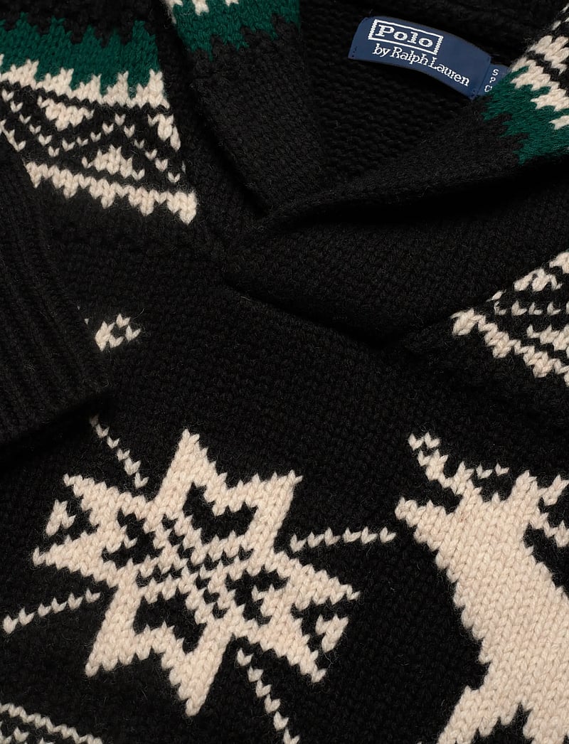 Polo Ralph Lauren - Wool-Blend Elk-Graphic Sweater - v-ausschnitt - black combo - 3