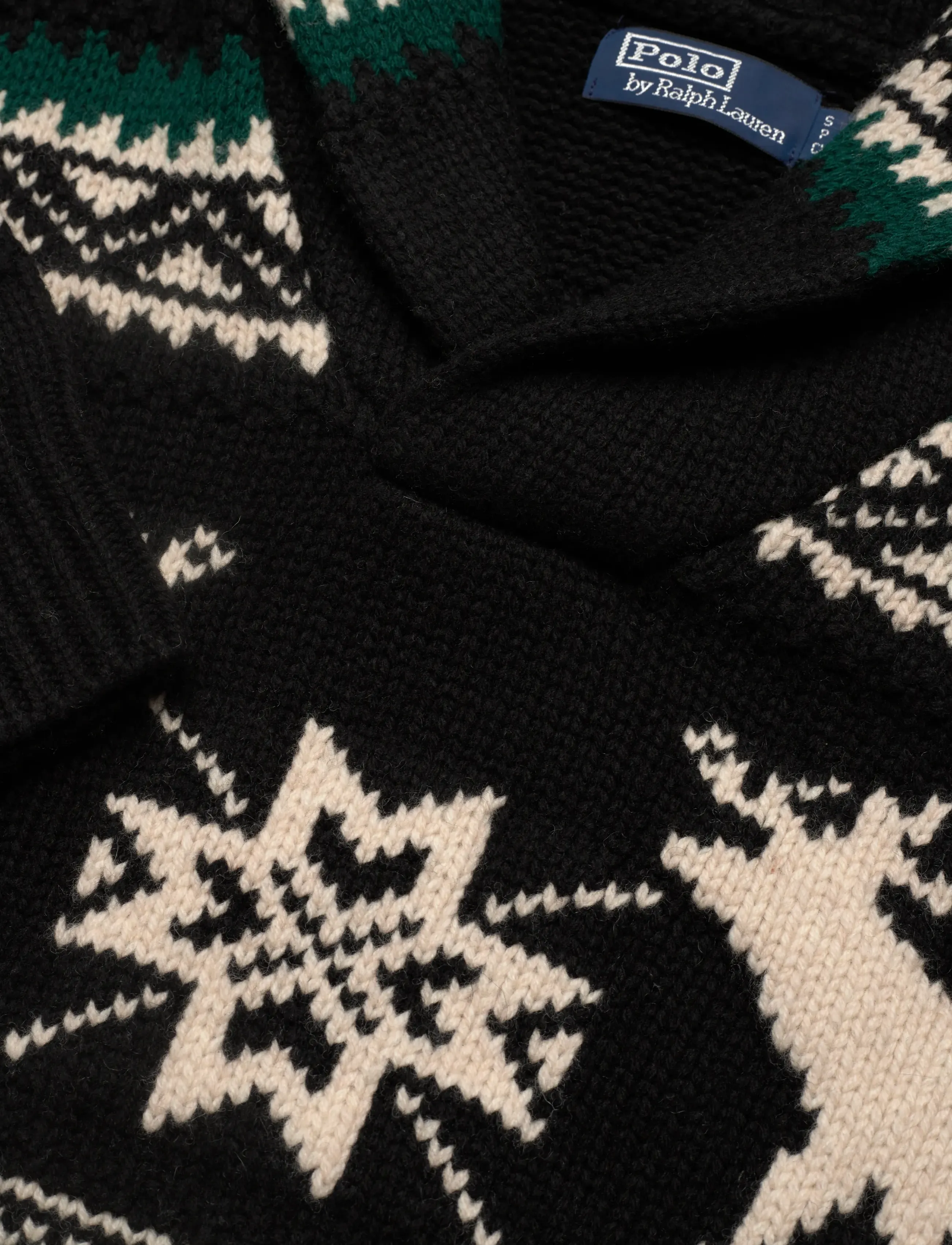 Polo Ralph Lauren - Wool-Blend Elk-Graphic Sweater - v-ausschnitt - black combo - 3