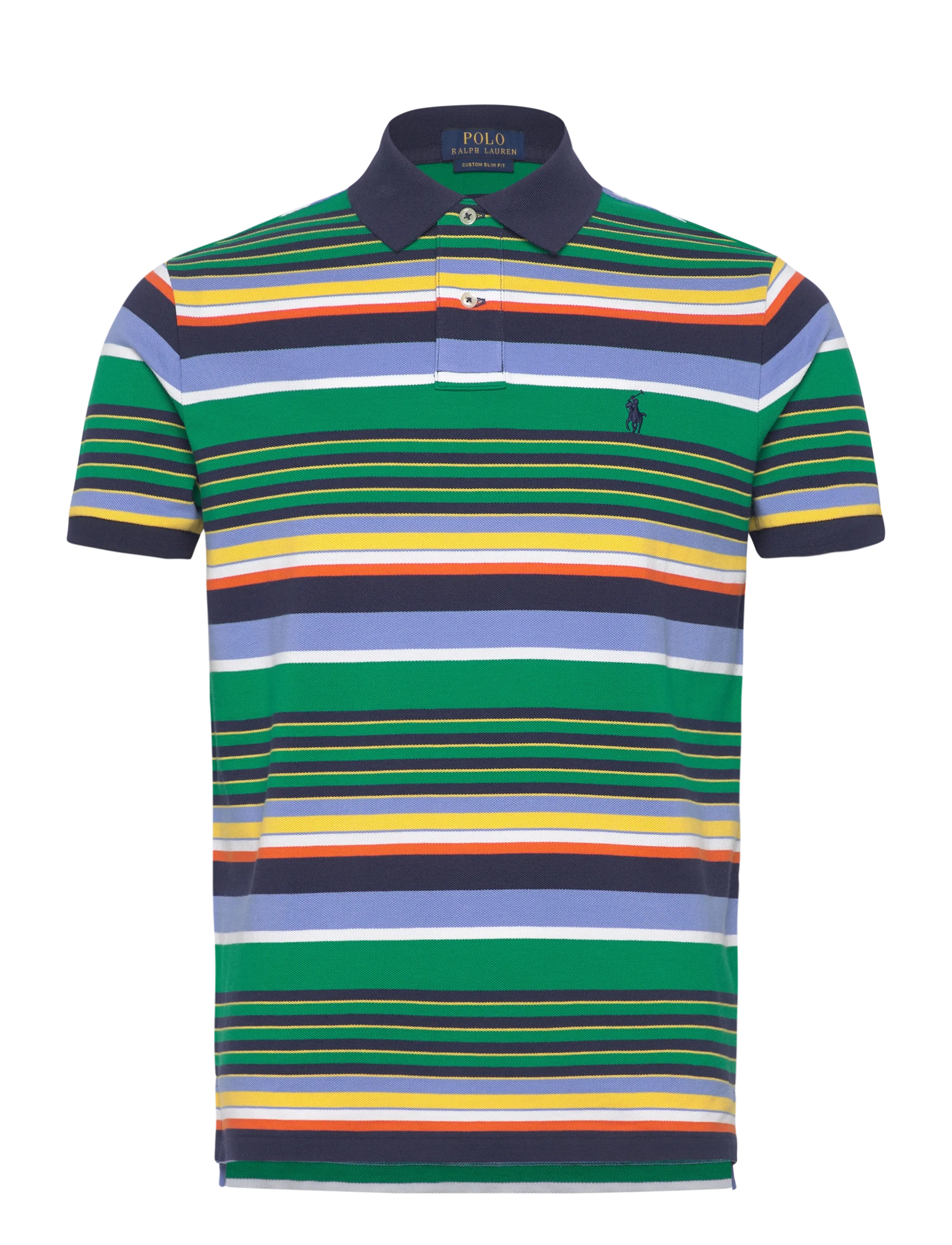 Polo Ralph Lauren Custom Slim Fit Striped Mesh Polo Shirt - Preppy - BILLIARD STRIPE M / green