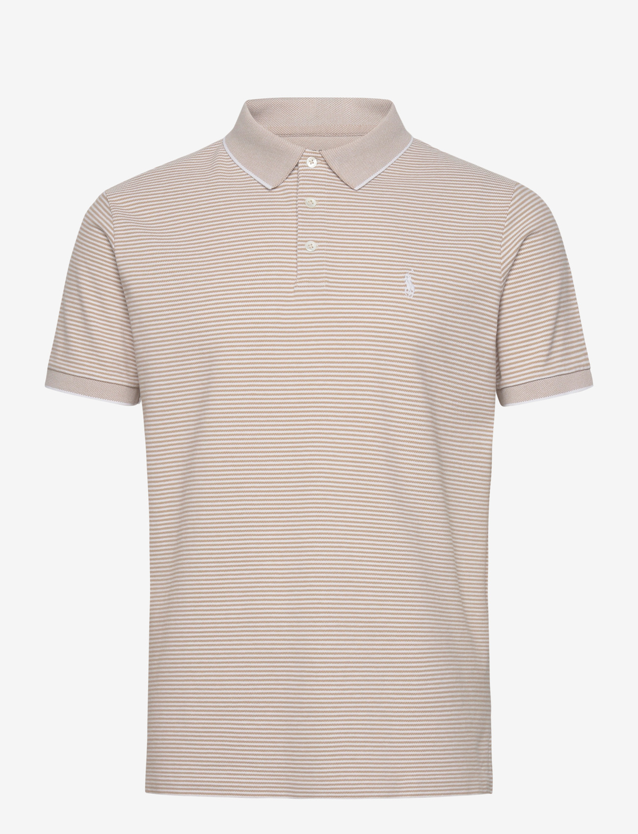 Polo Ralph Lauren - Custom Slim Striped Stretch Mesh Polo - lühikeste varrukatega polod - classic khaki/whi - 0