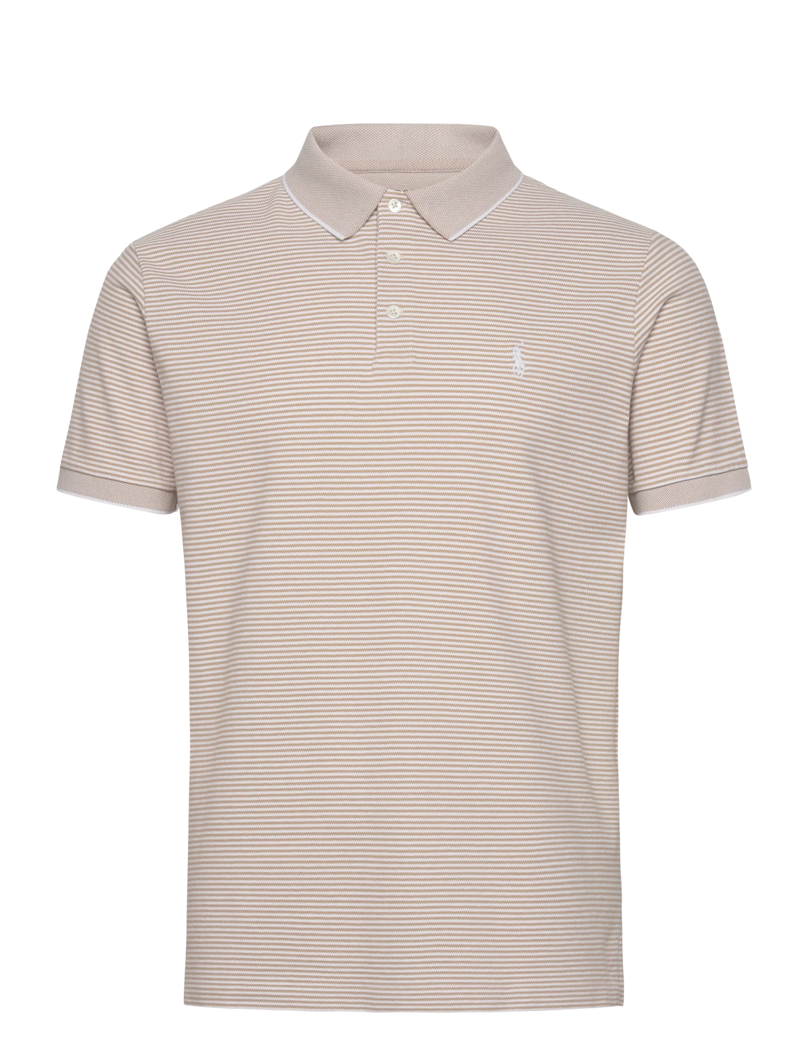 Polo Ralph Lauren Custom Slim Striped Stretch Mesh Polo - Kleidung - CLASSIC KHAKI/WHI / multi