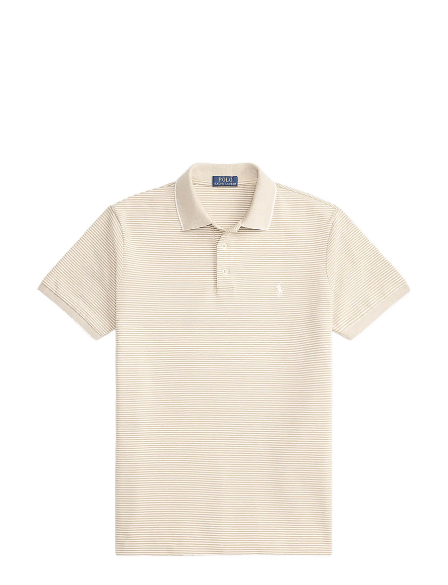 Polo Ralph Lauren - Custom Slim Striped Stretch Mesh Polo - lühikeste varrukatega polod - classic khaki/whi - 1