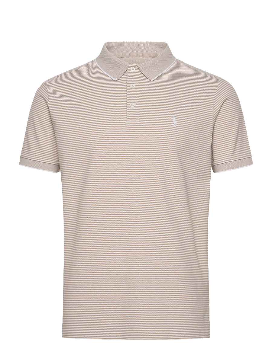 Polo Ralph Lauren - Custom Slim Striped Stretch Mesh Polo - kurzärmelig - classic khaki/whi - 0