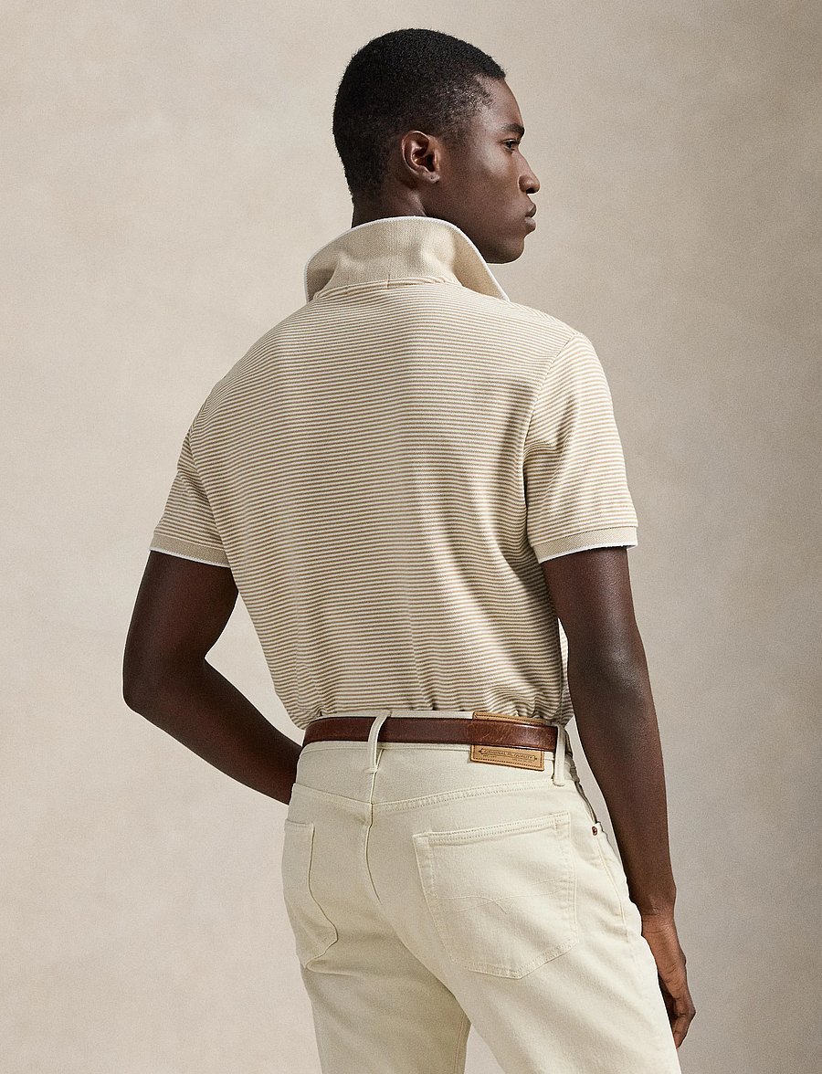 Polo Ralph Lauren - Custom Slim Striped Stretch Mesh Polo - lühikeste varrukatega polod - classic khaki/whi - 2