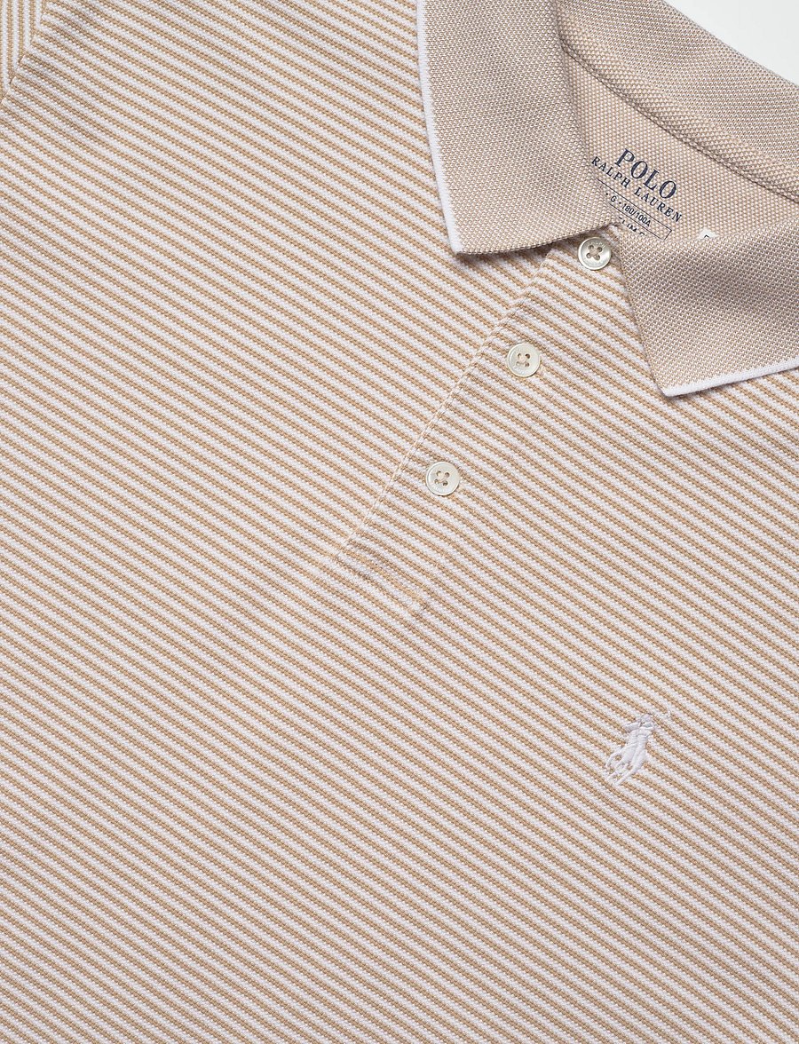 Polo Ralph Lauren - Custom Slim Striped Stretch Mesh Polo - kurzärmelig - classic khaki/whi - 2
