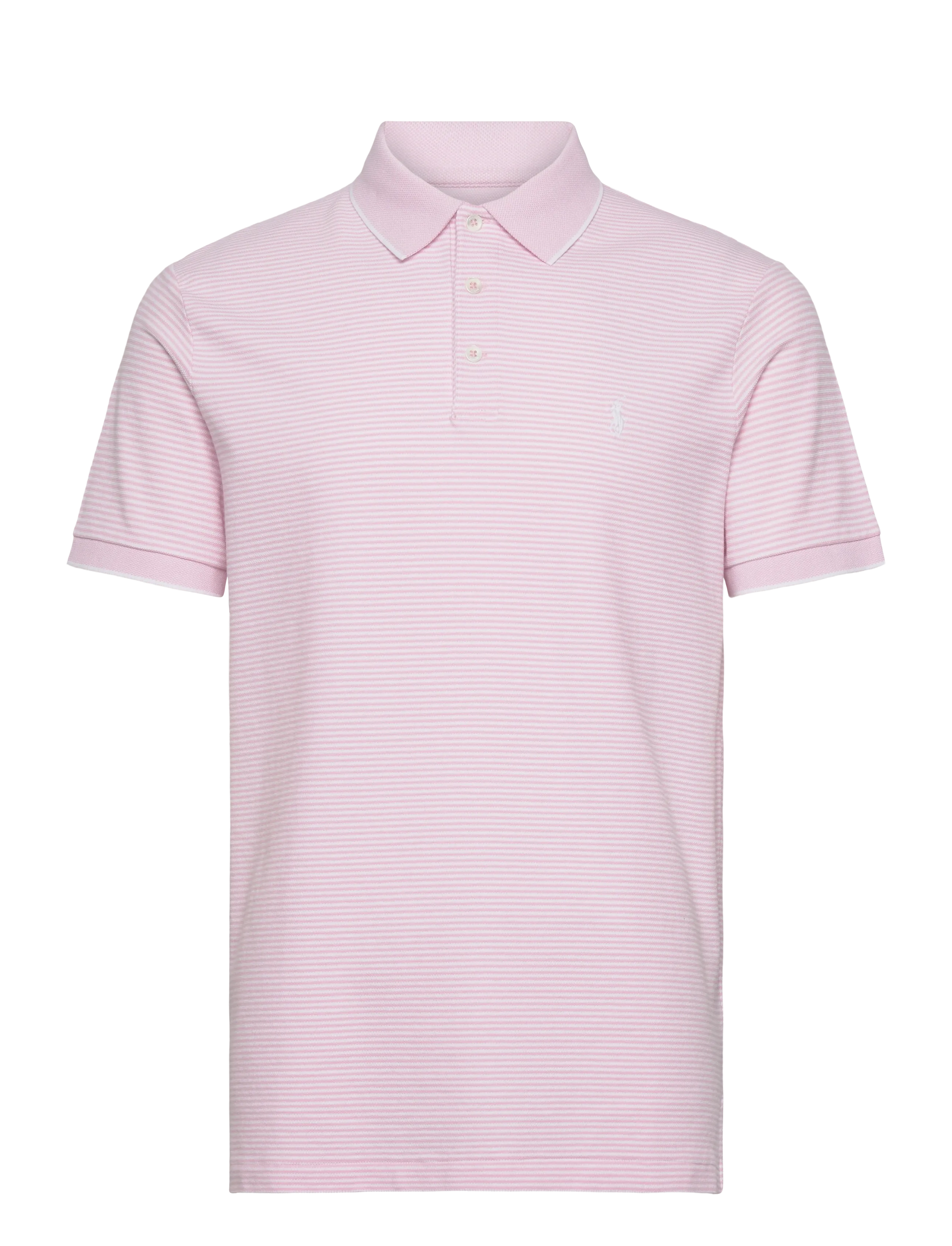 Polo Ralph Lauren Custom Slim Striped Stretch Mesh Polo - Kortärmade stickade pikéer - GARDEN PINK/WHITE / pink/rose