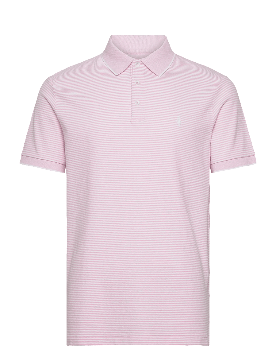 Polo Ralph Lauren - Custom Slim Striped Stretch Mesh Polo - kortärmade pikéer - garden pink/white - 0