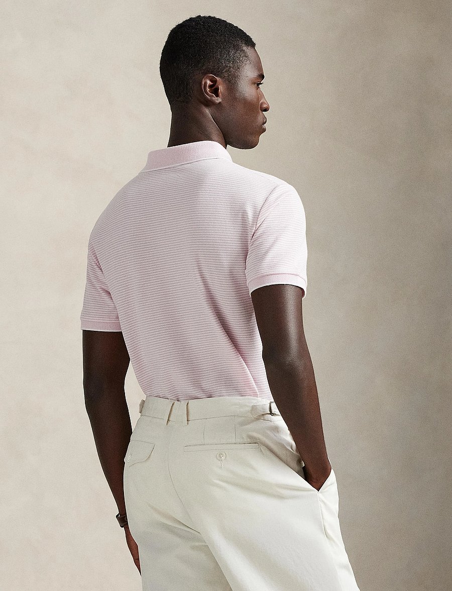 Polo Ralph Lauren - Custom Slim Striped Stretch Mesh Polo - kurzärmelig - garden pink/white - 3