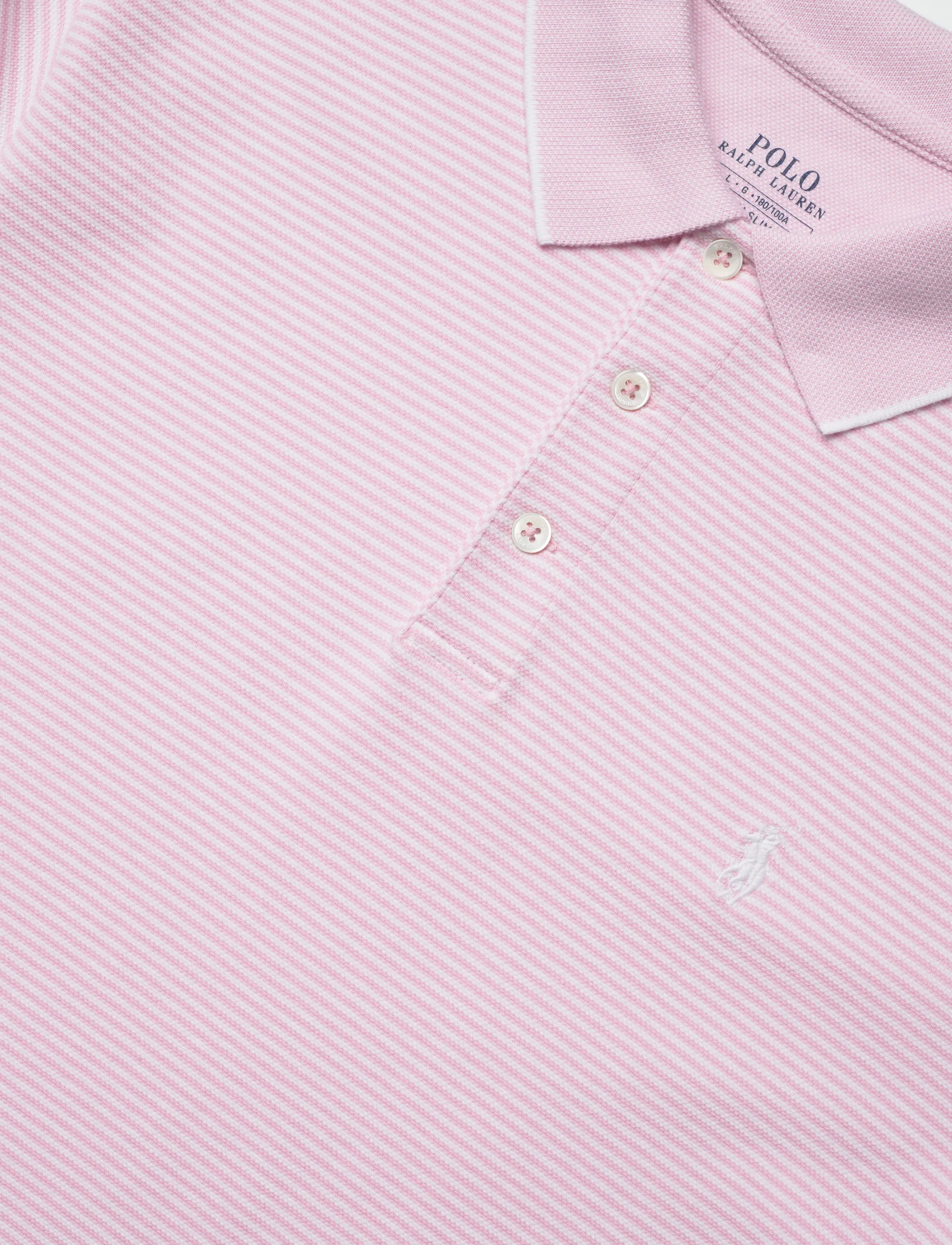 Polo Ralph Lauren - Custom Slim Striped Stretch Mesh Polo - short-sleeved polos - garden pink/white - 2