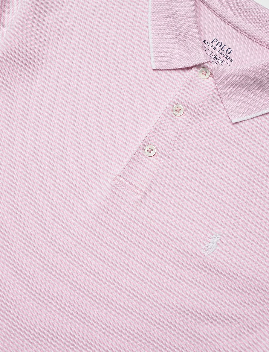 Polo Ralph Lauren - Custom Slim Striped Stretch Mesh Polo - kortärmade pikéer - garden pink/white - 2