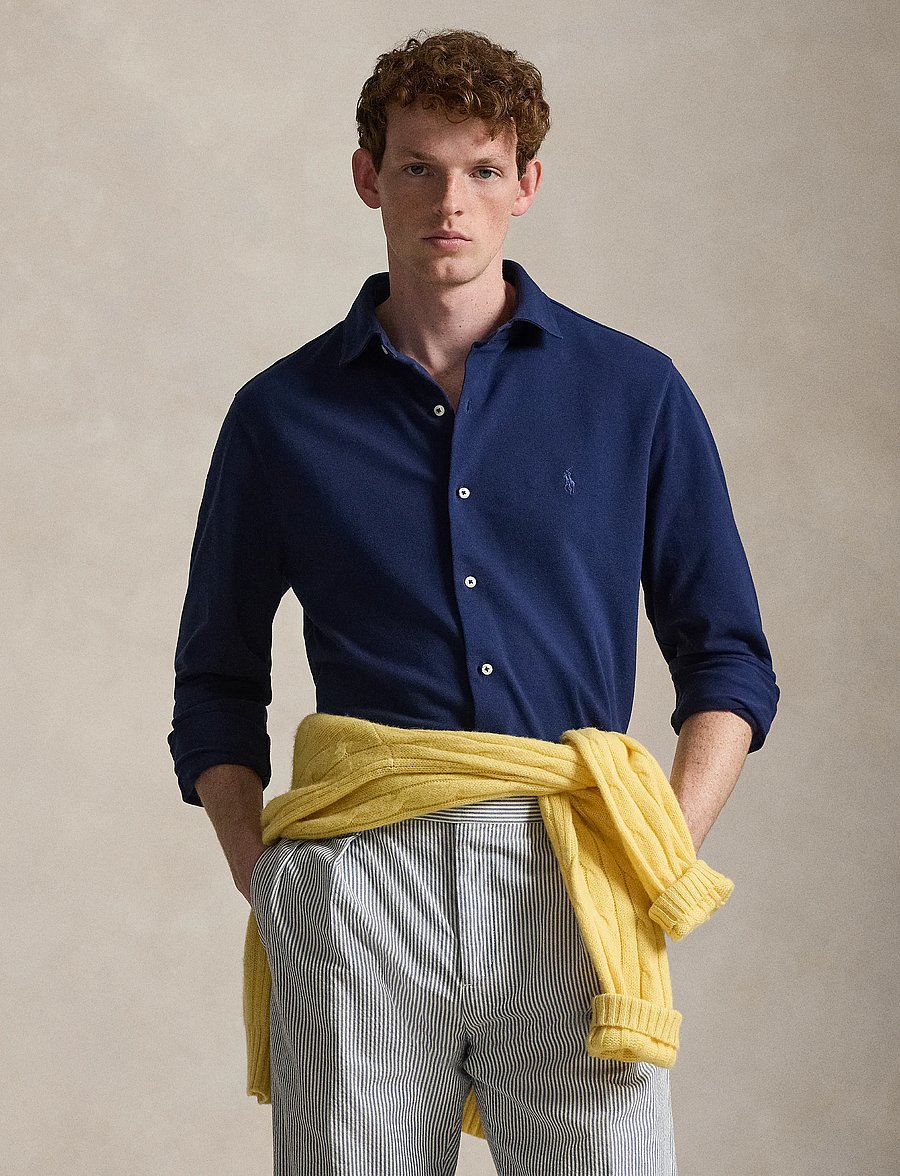 Polo Ralph Lauren - Featherweight Mesh Shirt - casual shirts - dark cobalt - 1