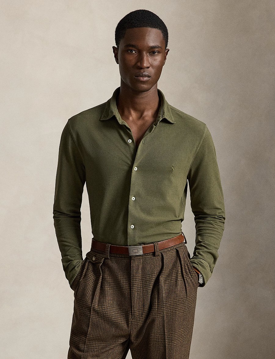 Polo Ralph Lauren - Featherweight Mesh Shirt - casual skjorter - outdoors olive/c5 - 0