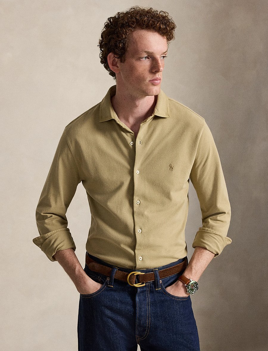 Polo Ralph Lauren - Featherweight Mesh Shirt - casual skjorter - rl khaki/c8668 - 0