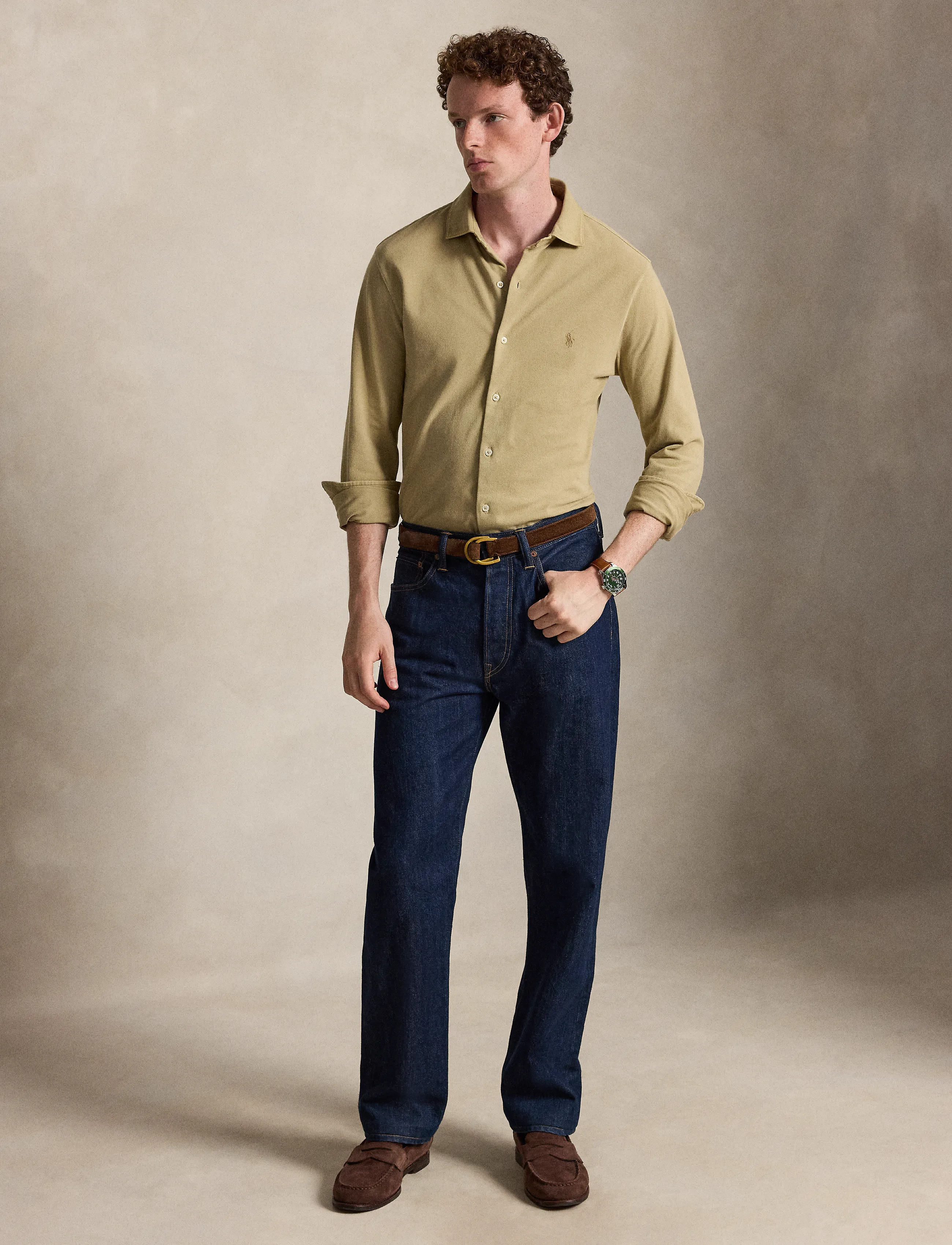 Polo Ralph Lauren - Featherweight Mesh Shirt - casual skjorter - rl khaki/c8668 - 4