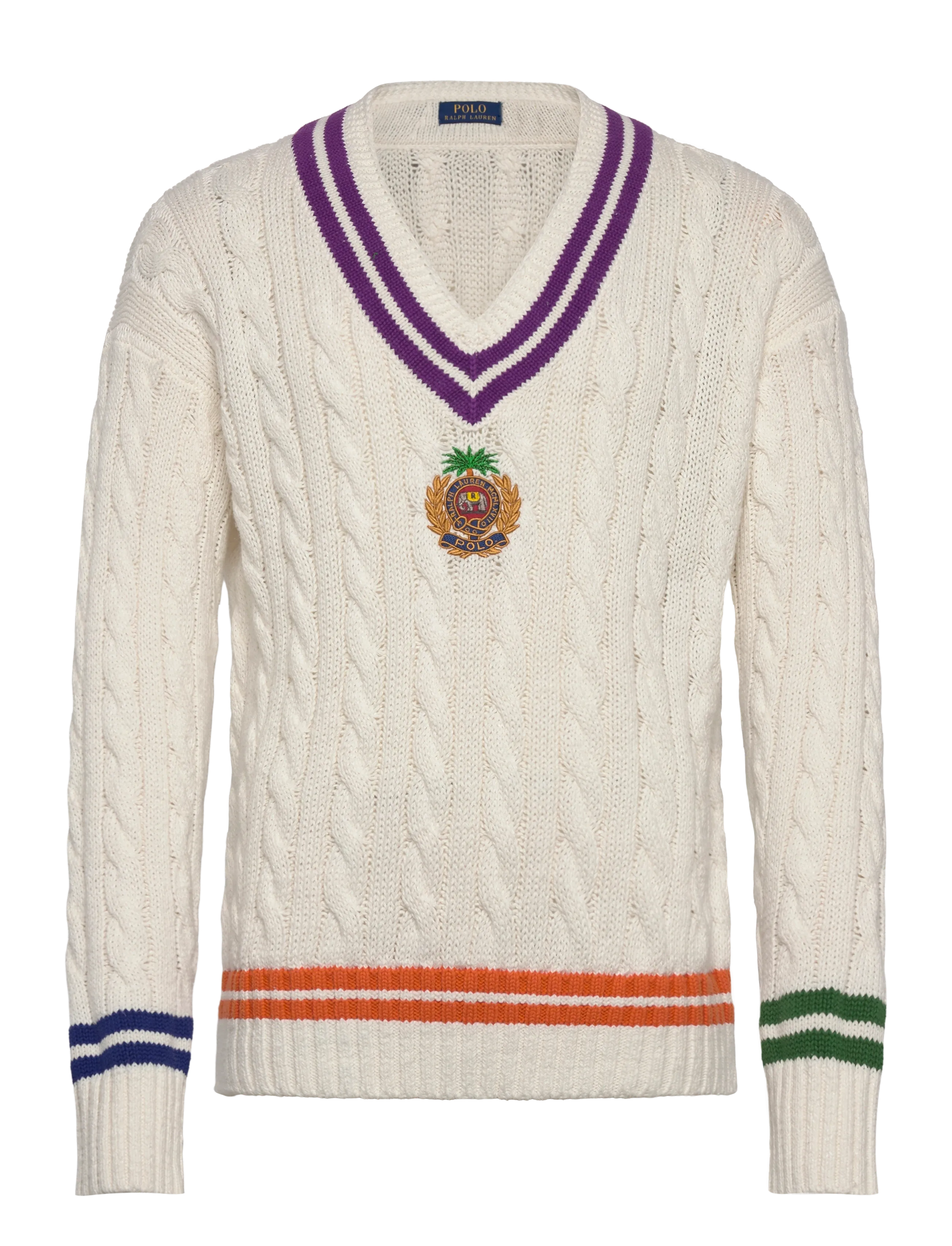 Polo Ralph Lauren Embroidered Cotton-Linen Cricket Sweater - New arrivals - CREAM COMBO / cream