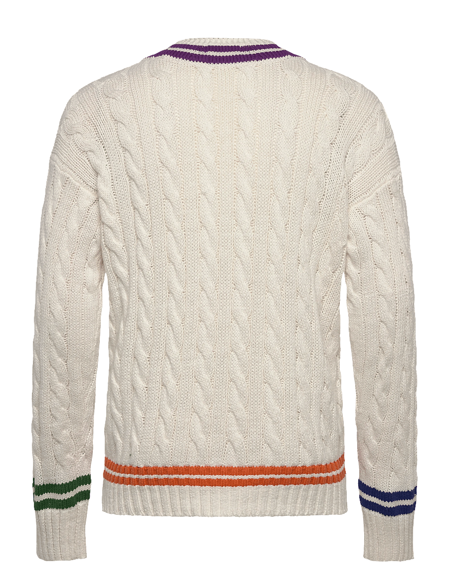 Polo Ralph Lauren - Embroidered Cotton-Linen Cricket Sweater - v-ausschnitt - cream combo - 2