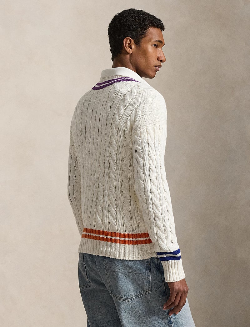 Polo Ralph Lauren - Embroidered Cotton-Linen Cricket Sweater - v-ausschnitt - cream combo - 5