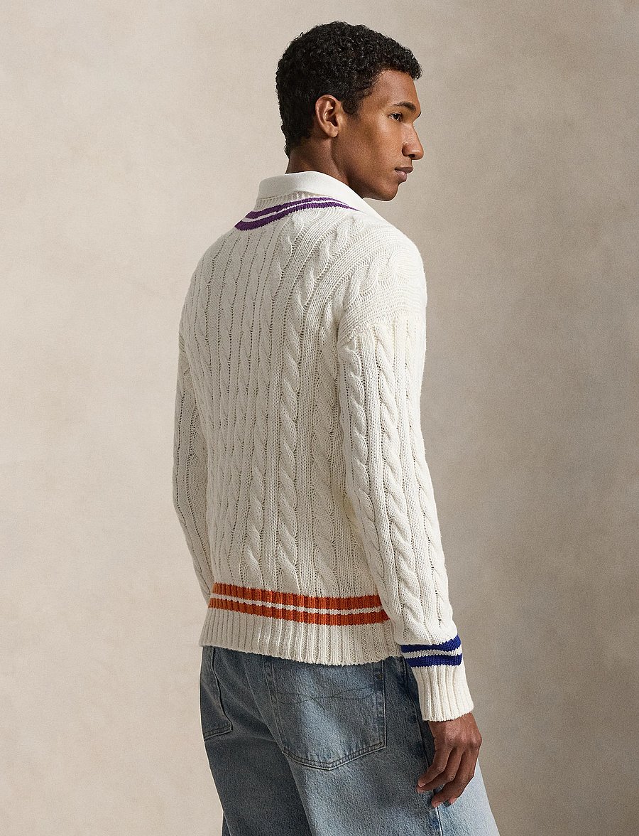 Polo Ralph Lauren - Embroidered Cotton-Linen Cricket Sweater - v-ausschnitt - cream combo - 5
