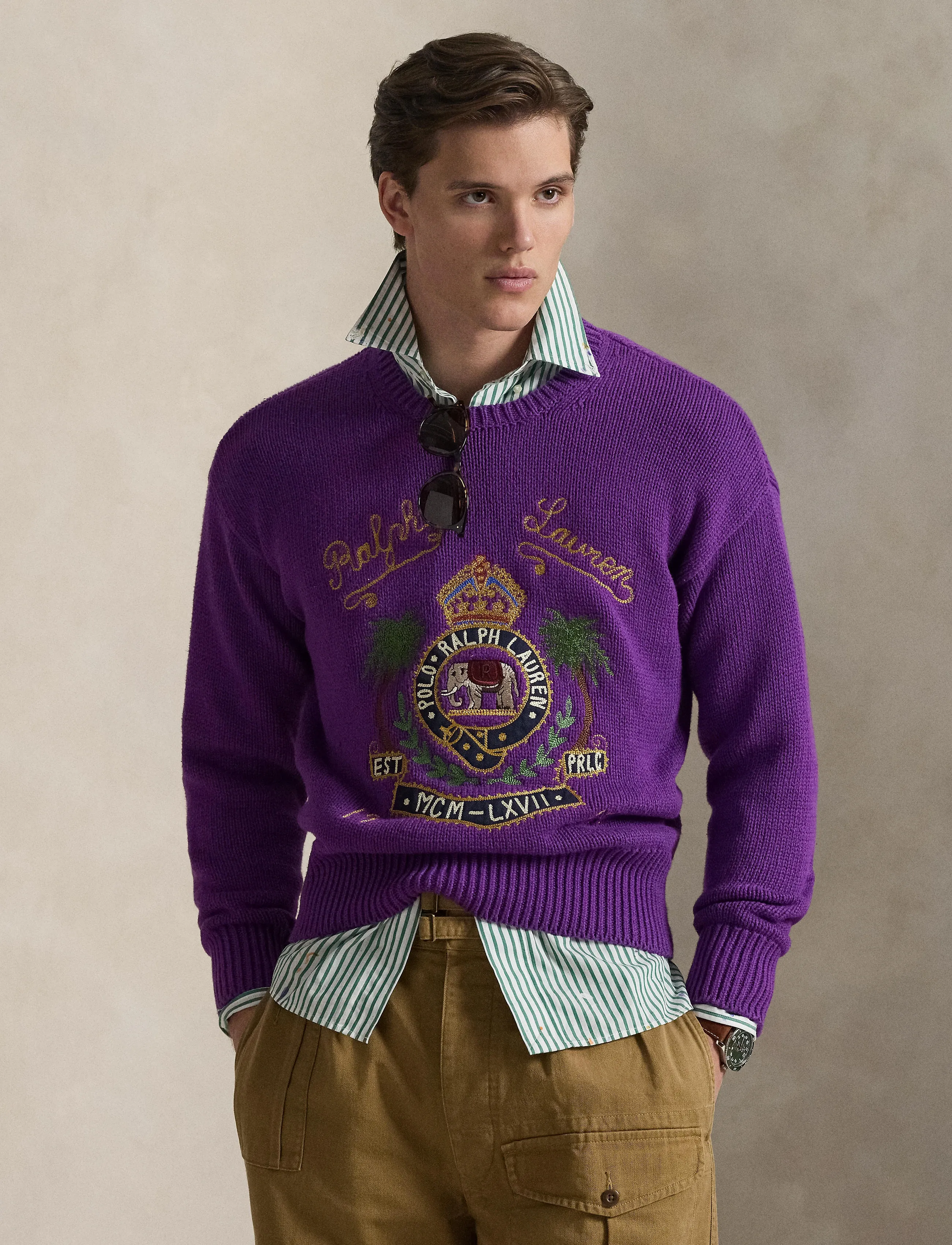 Polo Ralph Lauren - Embroidered Cotton Sweater - rundhals - passionflower pur - 3