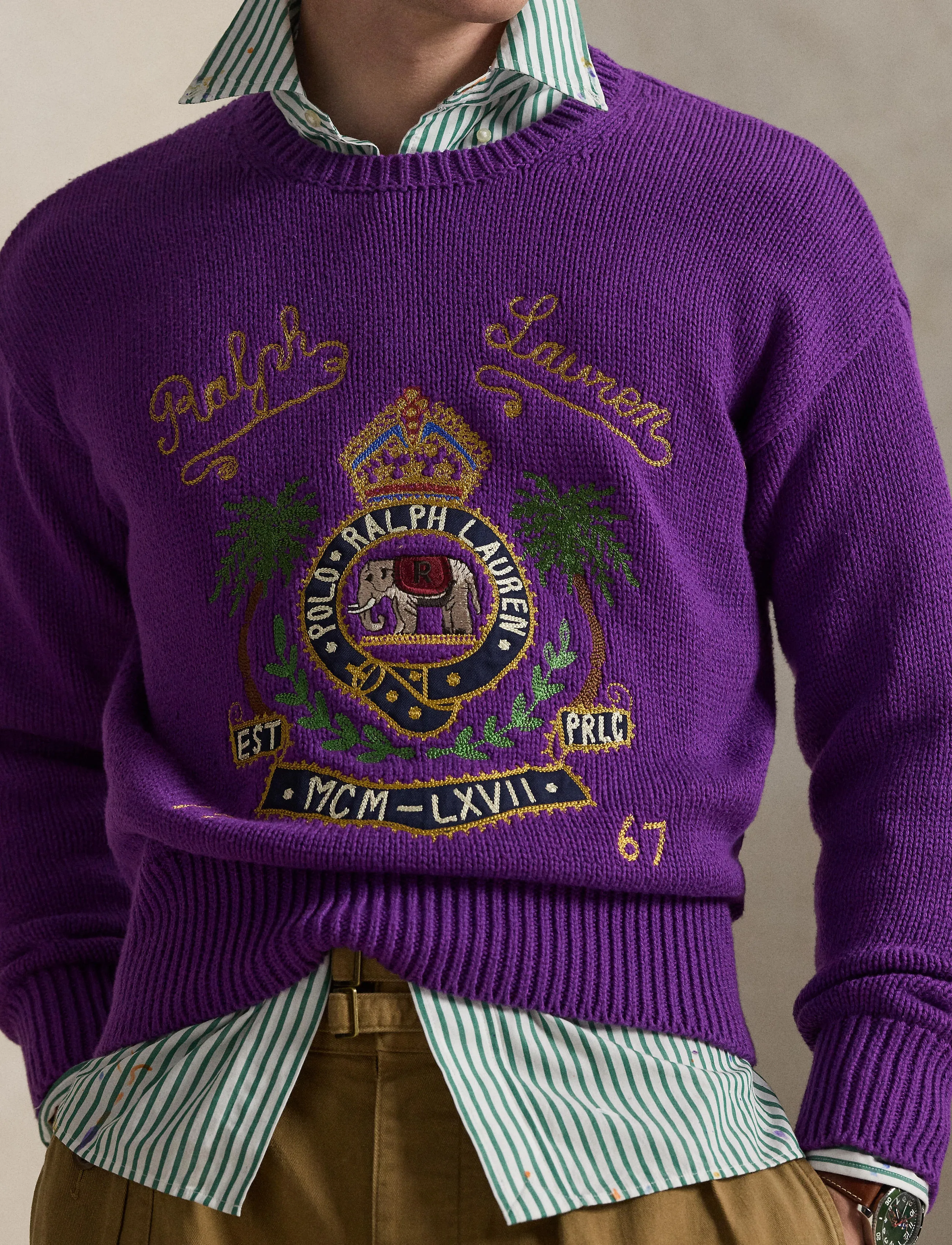 Polo Ralph Lauren - Embroidered Cotton Sweater - rundhals - passionflower pur - 4
