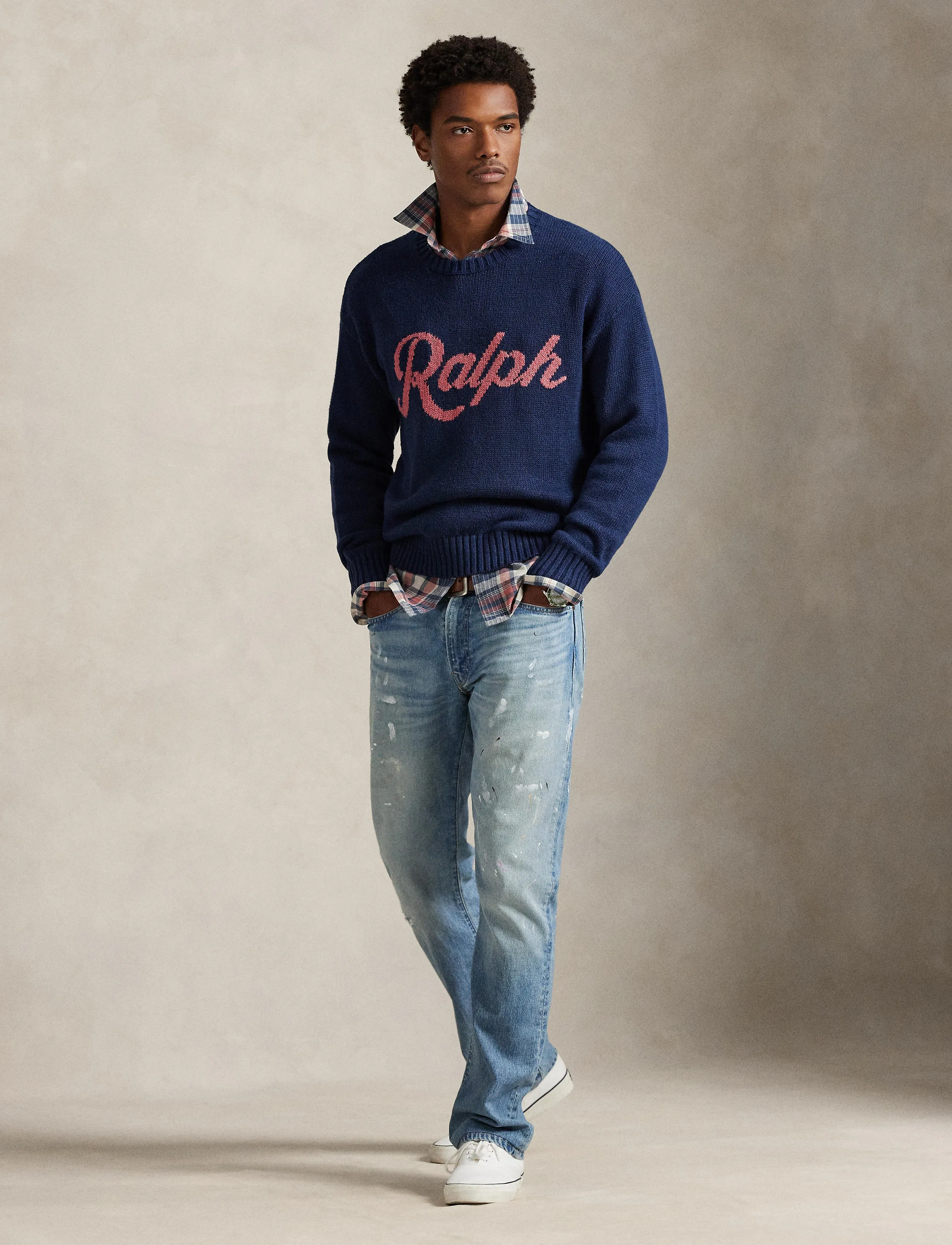 Polo Ralph Lauren The Ralph Logo Sweater, Mænd, Logo Striktrøje, Navy, Str: XL