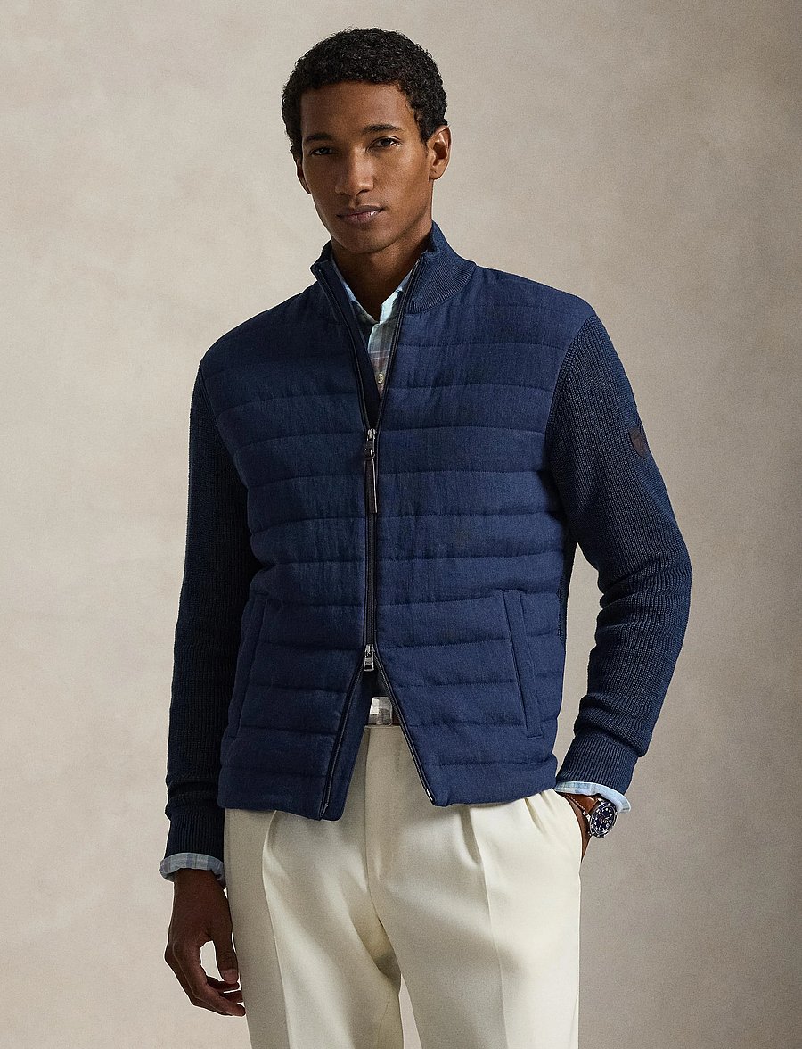 Polo Ralph Lauren - Hybrid Full-Zip Sweater - hybrid jakkar - navy linen combo - 3